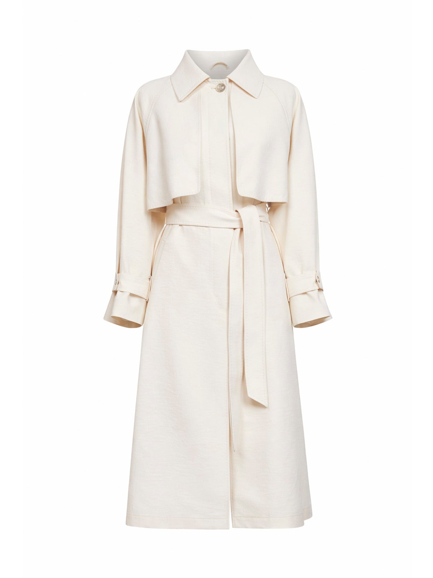 Herno Women Ivory Fresh Crinkle Woven Belted Trench Coat HERNO