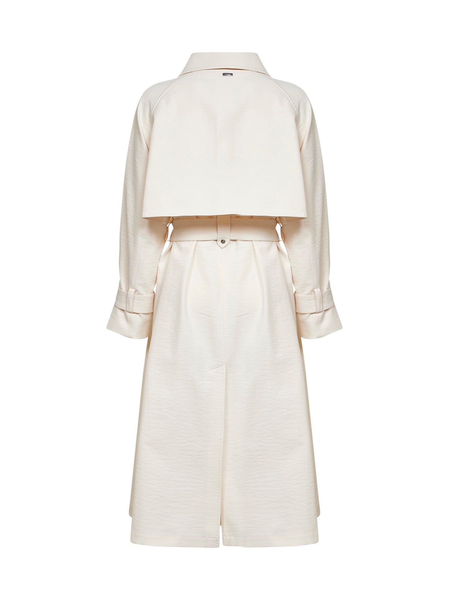 Herno Women Ivory Fresh Crinkle Woven Belted Trench Coat HERNO