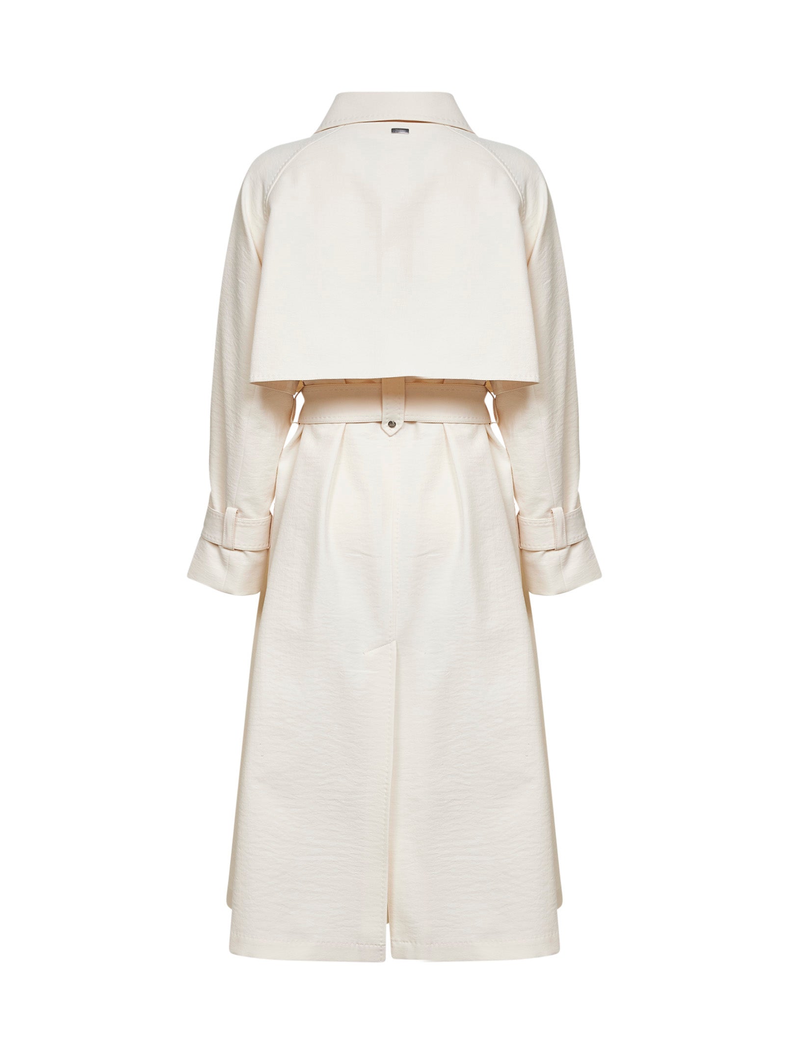 Herno Women Ivory Fresh Crinkle Woven Belted Trench Coat HERNO