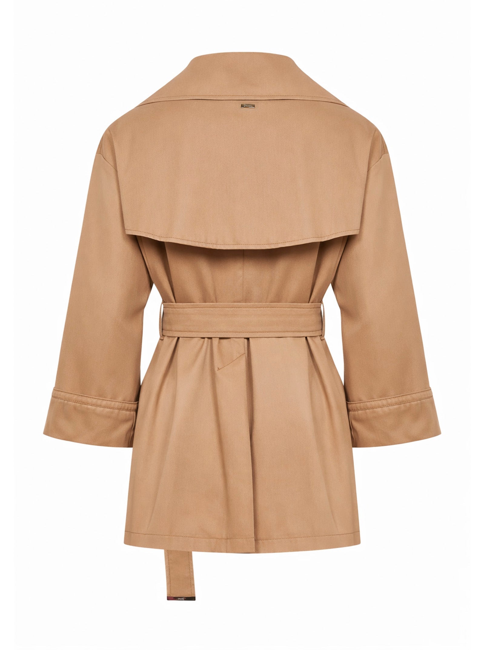 Herno Women Camel Cotton Gabardine Belted Raincoat HERNO