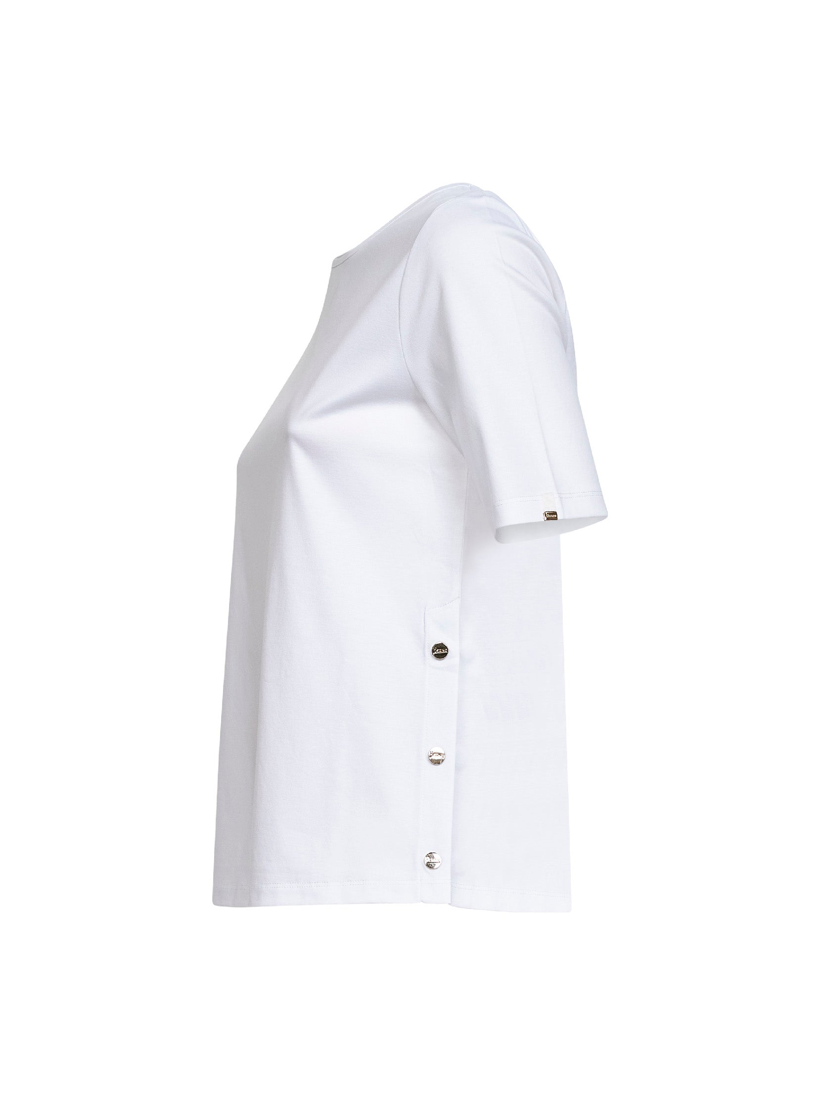 Herno Women White Cotton Jersey T-Shirt With Slits HERNO