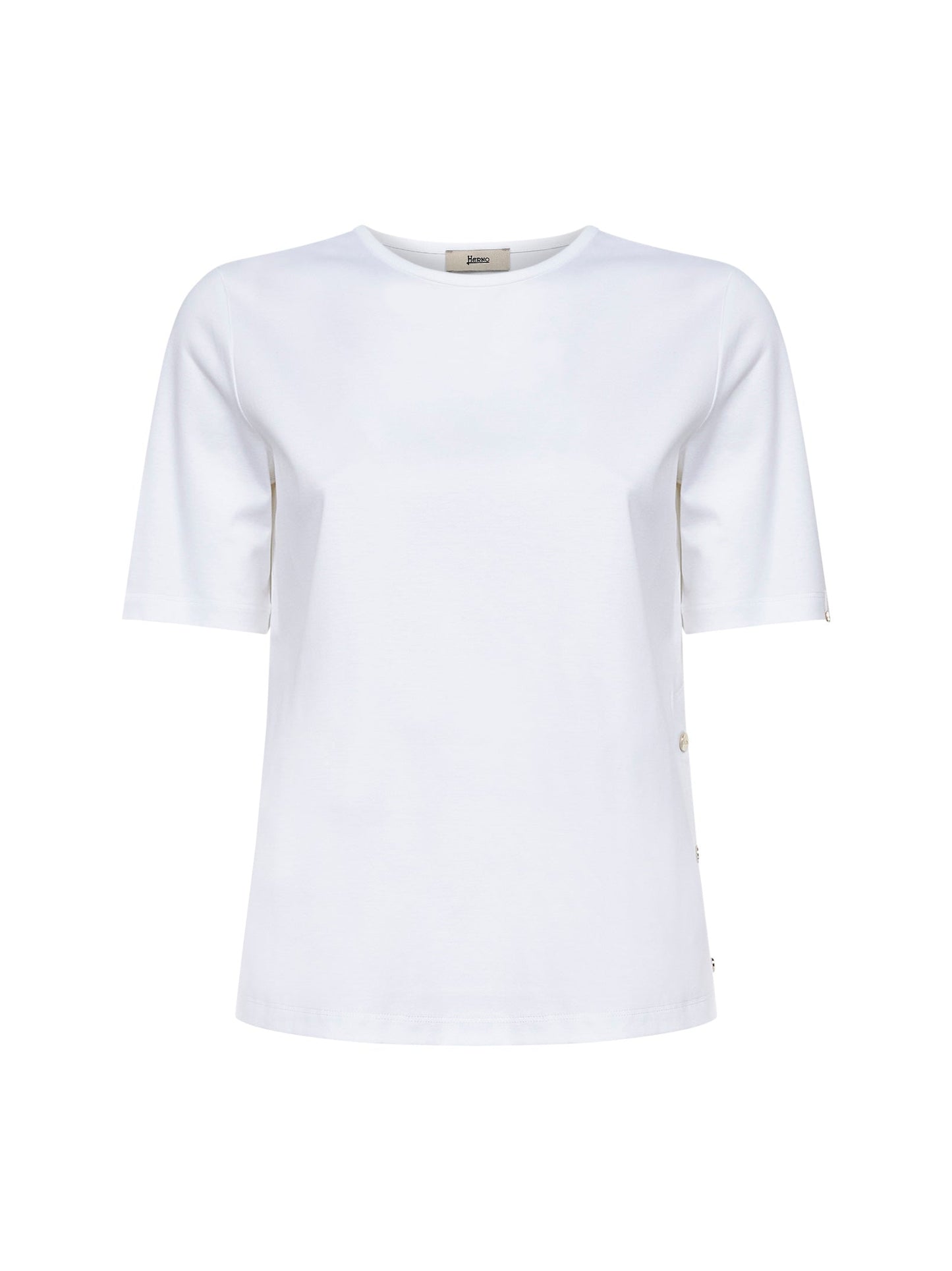 Herno Women White Cotton Jersey T-Shirt With Slits HERNO