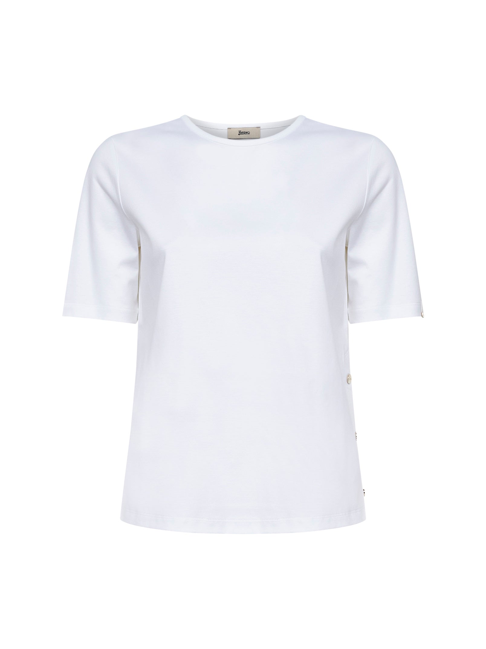 Herno Women White Cotton Jersey T-Shirt With Slits HERNO
