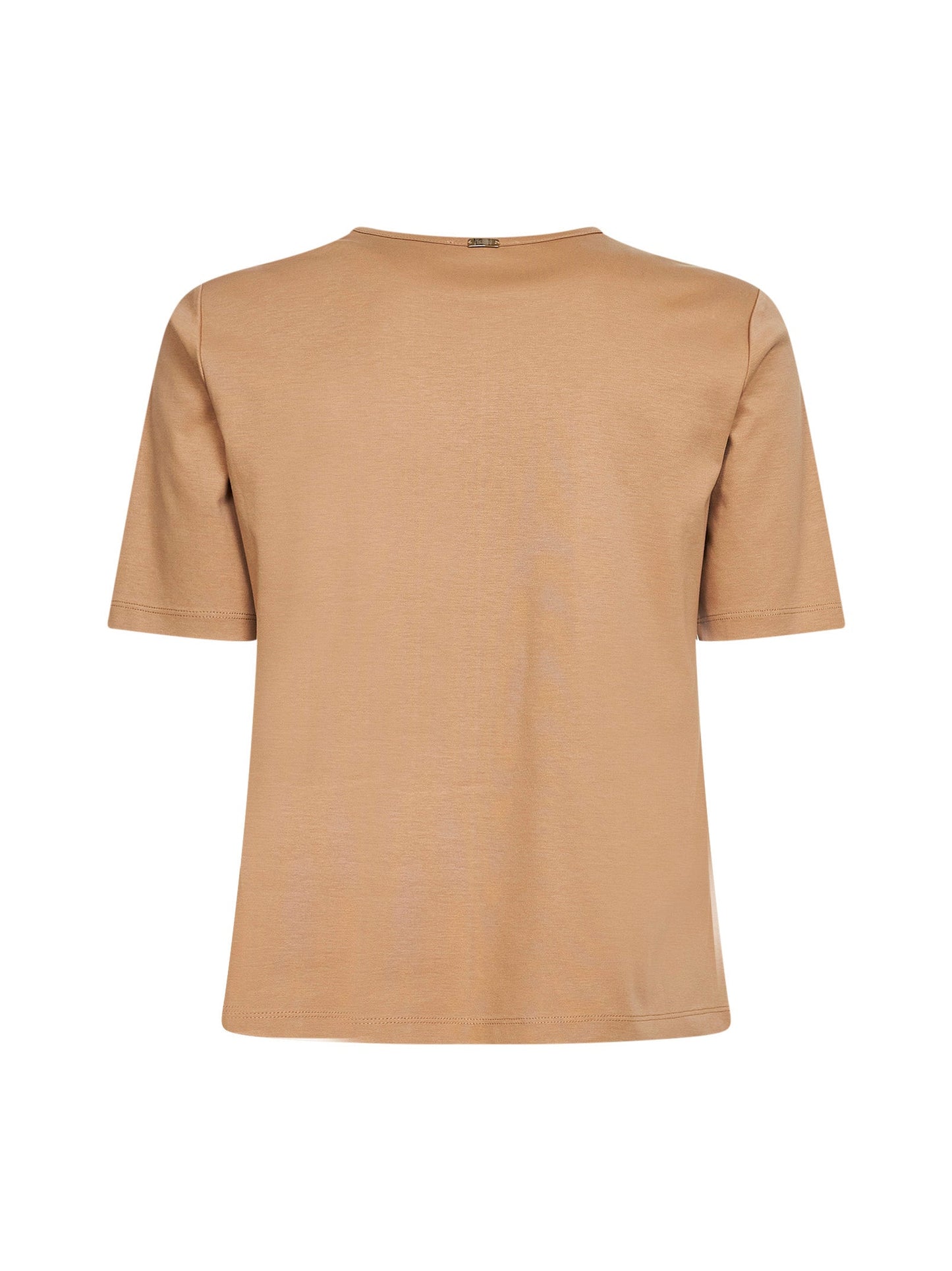 Herno Women Camel Cotton Jersey T-Shirt With Slits HERNO