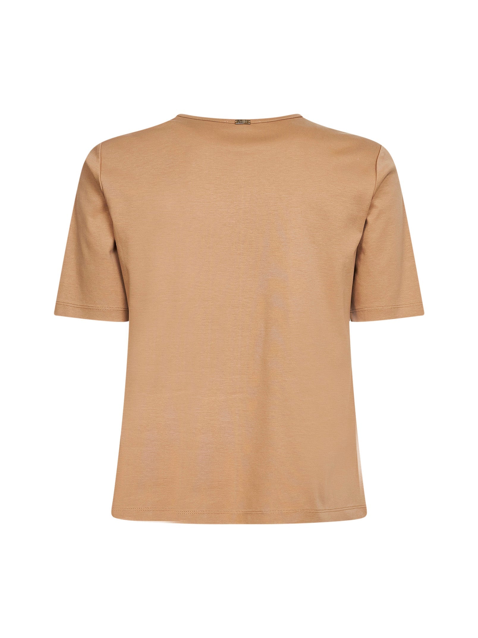 Herno Women Camel Cotton Jersey T-Shirt With Slits HERNO