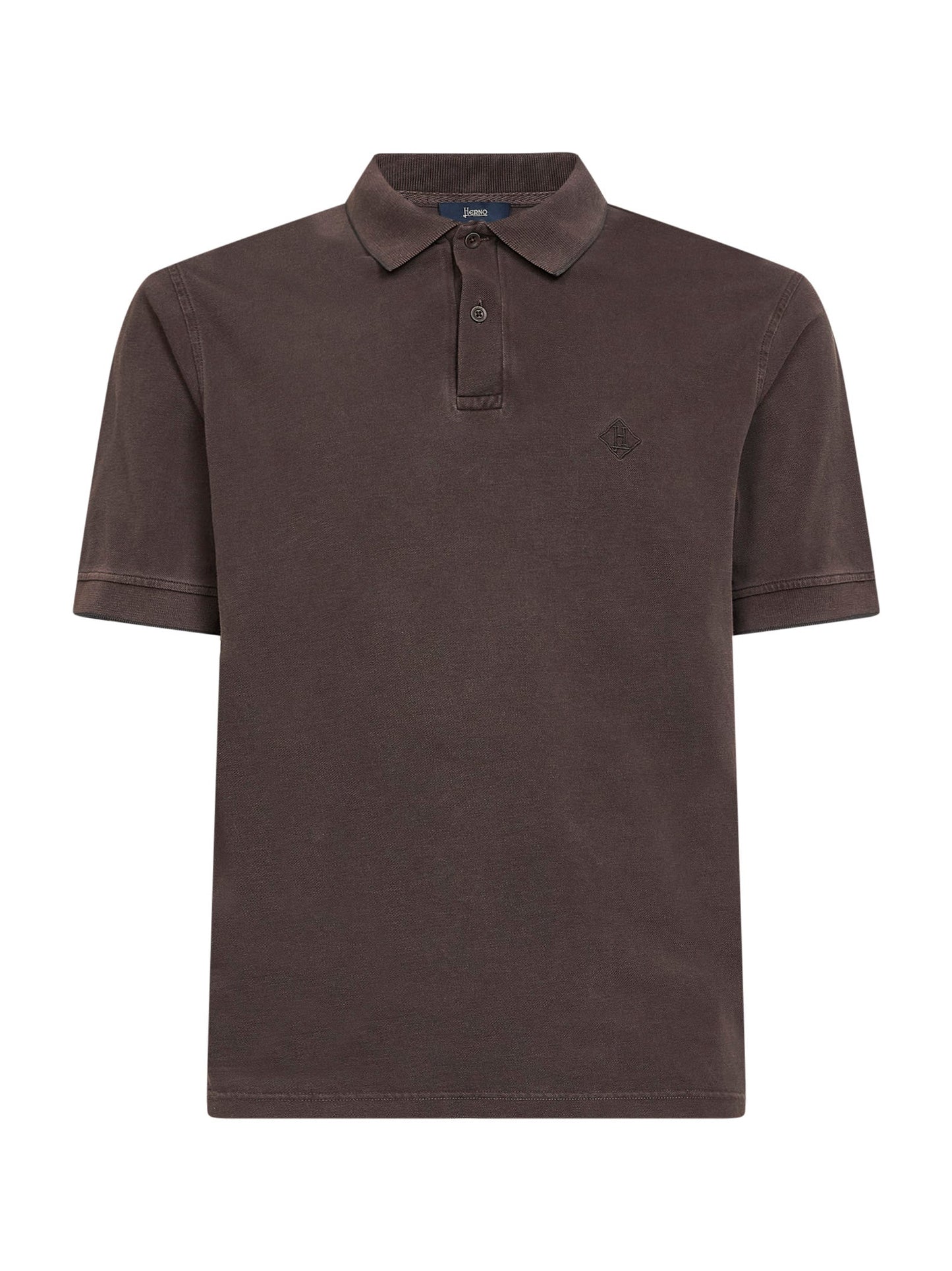 Herno Men Dark Brown Cotton Pique Logo Polo Shirt HERNO
