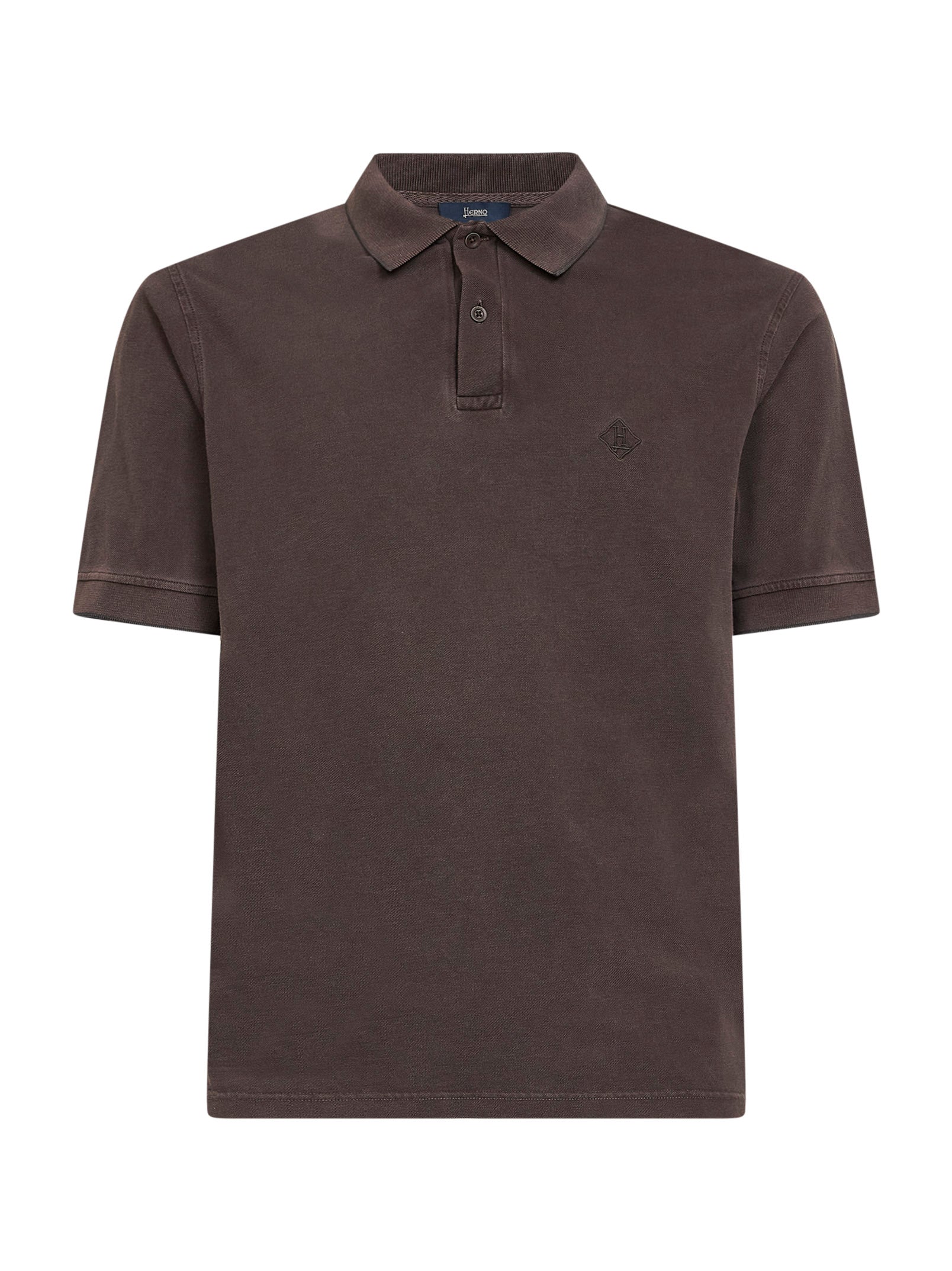 Herno Men Dark Brown Cotton Pique Logo Polo Shirt HERNO