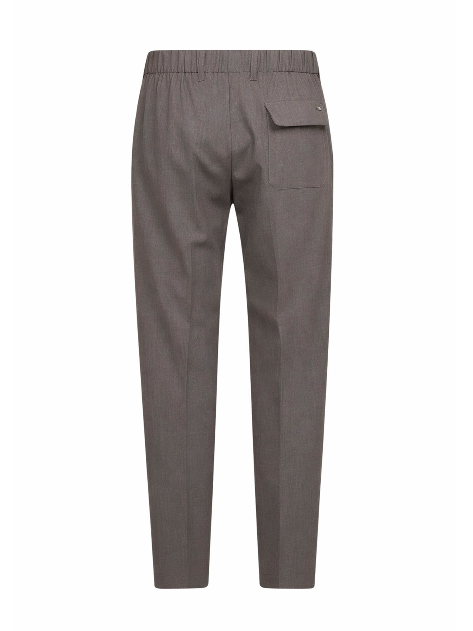Herno Men Dove Grey Two-Way Stretch Wool Canvas Trousers HERNO