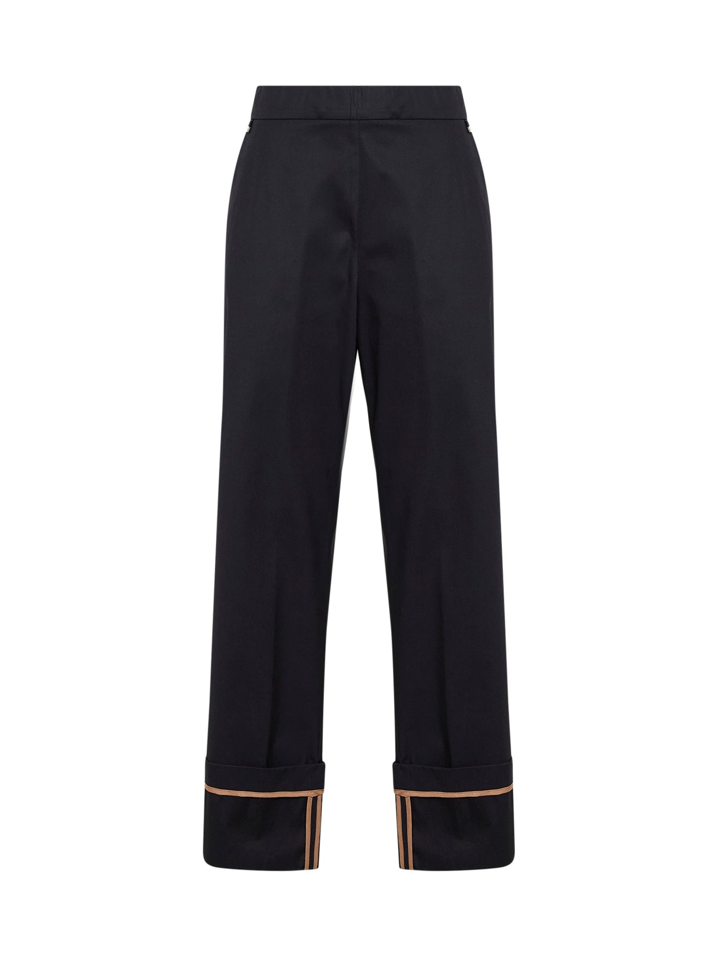 Herno Women Blue Cotton Gabardine Trousers With Turn-Up Hems HERNO