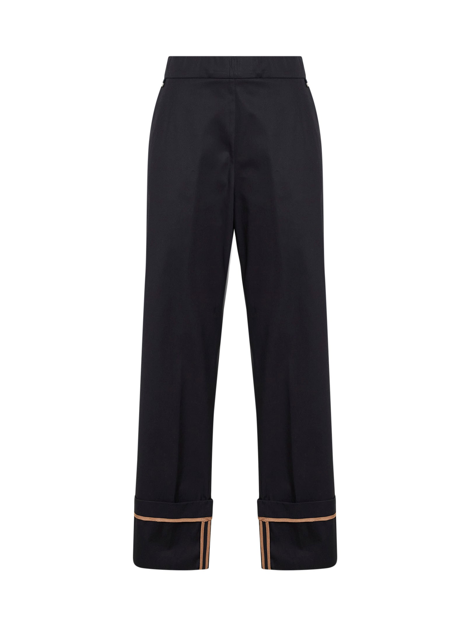 Herno Women Blue Cotton Gabardine Trousers With Turn-Up Hems HERNO