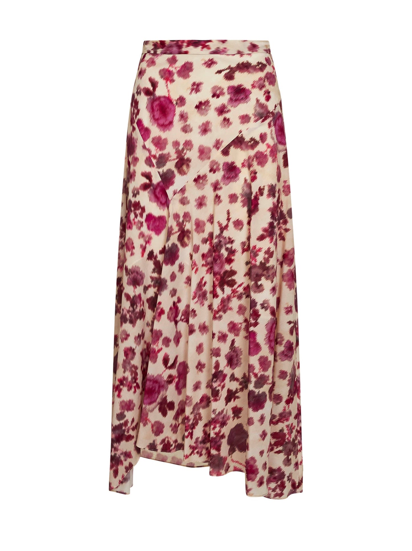 Isabel Marant Women Pink Printed Stretch Silk Sakura Long Skirt ISABEL MARANT