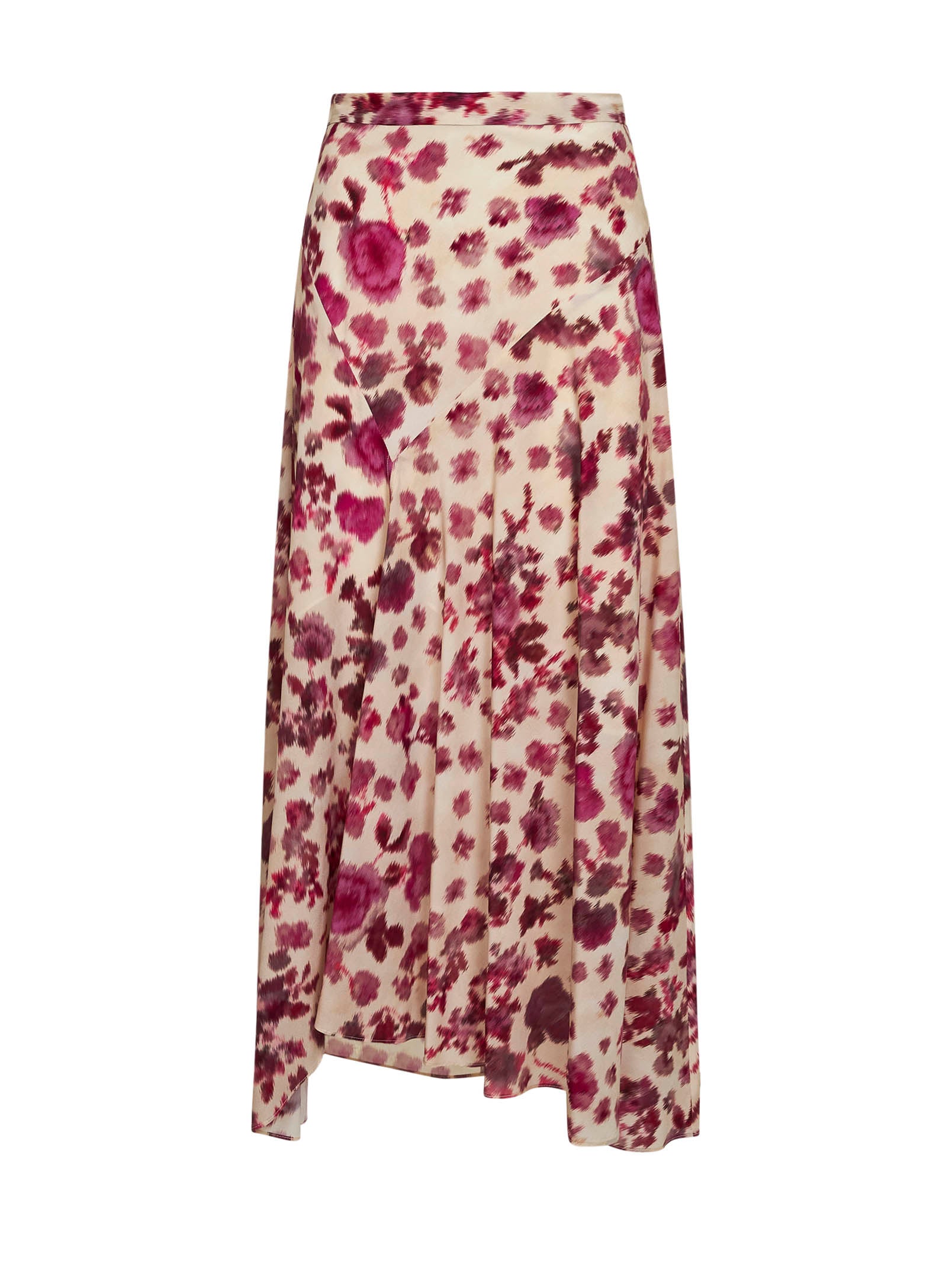 Isabel Marant Women Pink Printed Stretch Silk Sakura Long Skirt ISABEL MARANT