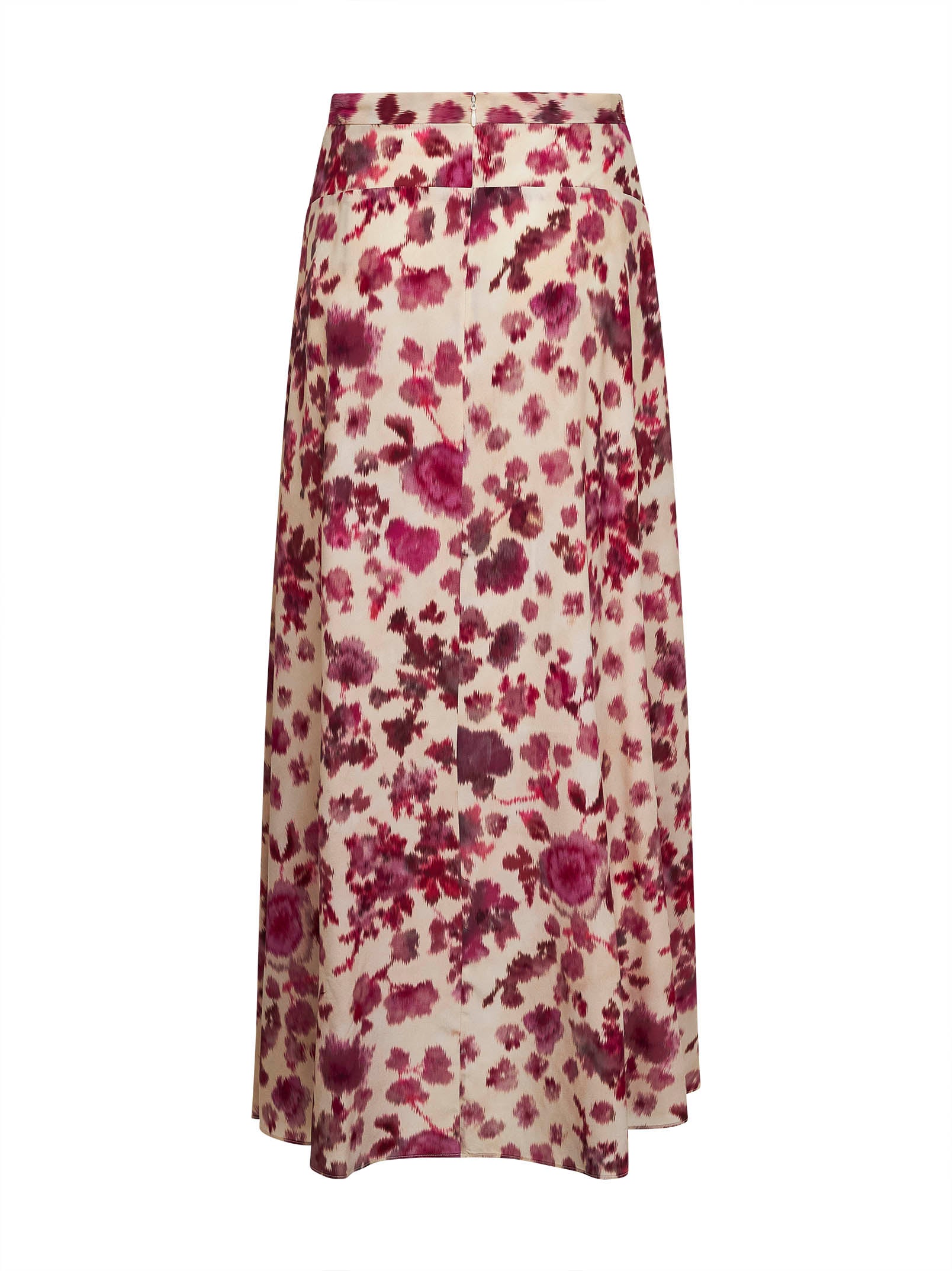 Isabel Marant Women Pink Printed Stretch Silk Sakura Long Skirt ISABEL MARANT