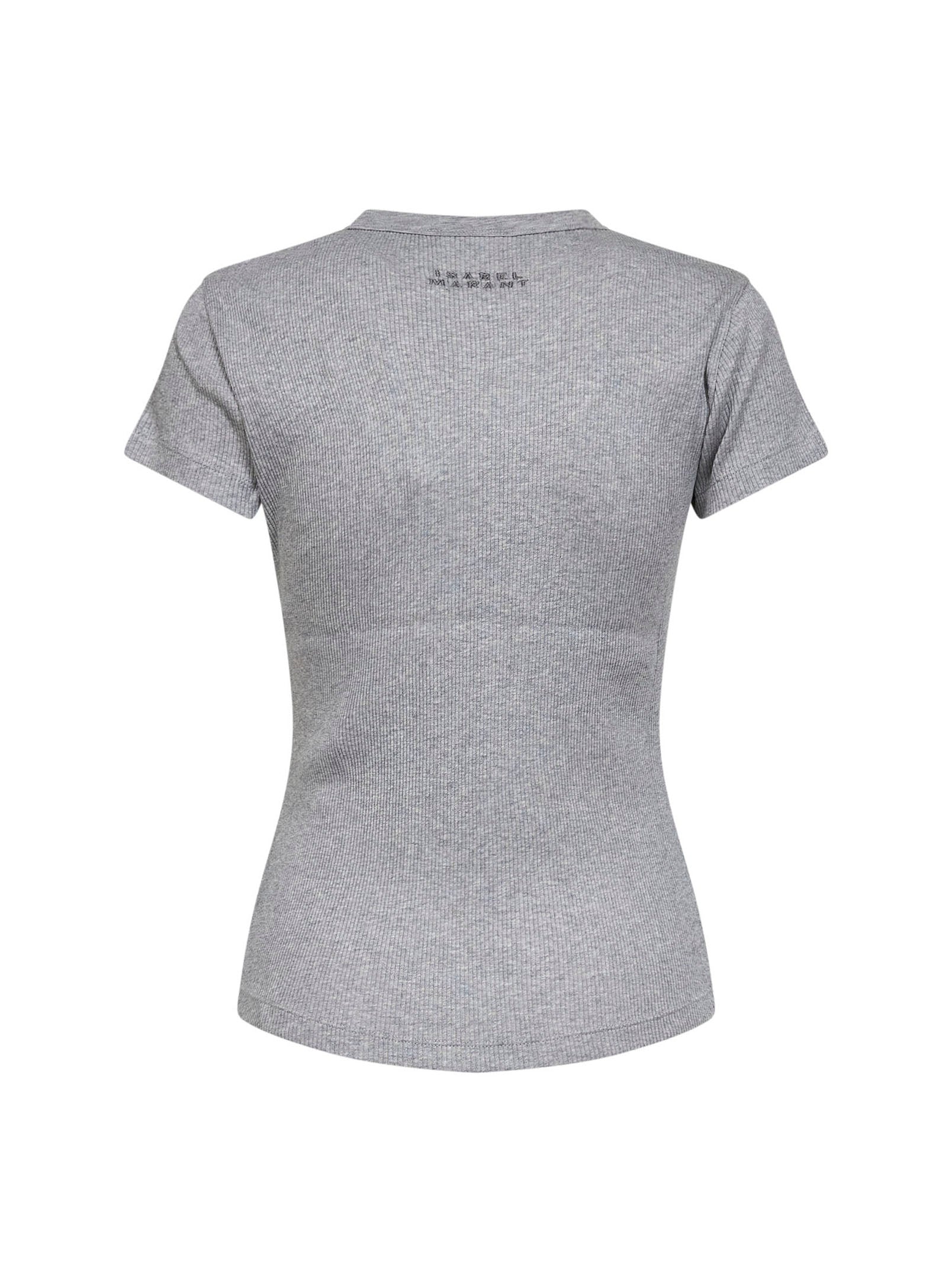 Isabel Marant Women Grey Ribbed Cotton Taomi T-Shirt ISABEL MARANT