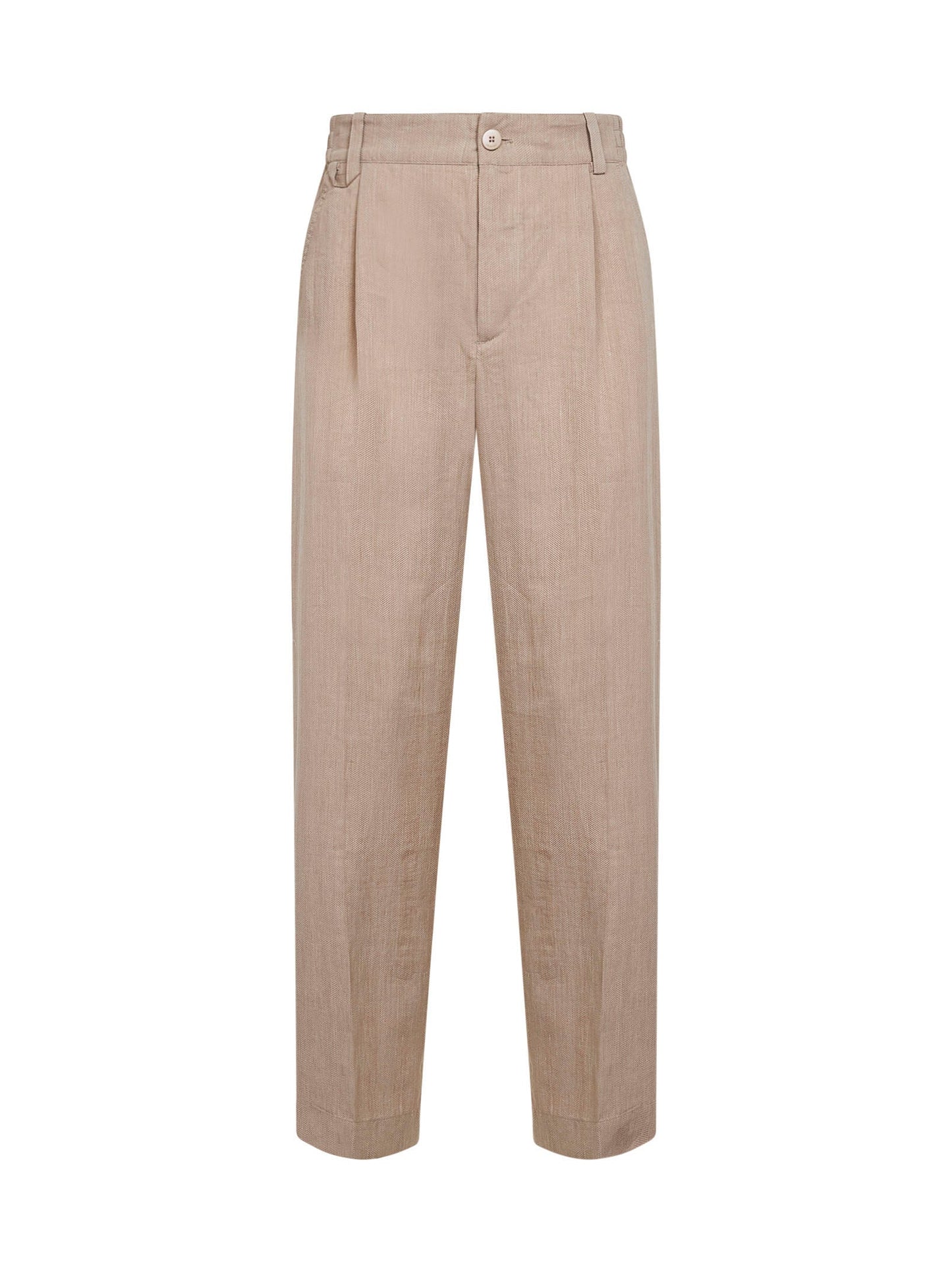 Jacquemus Men Beige Textured Linen Blend The Croisière Trousers JACQUEMUS