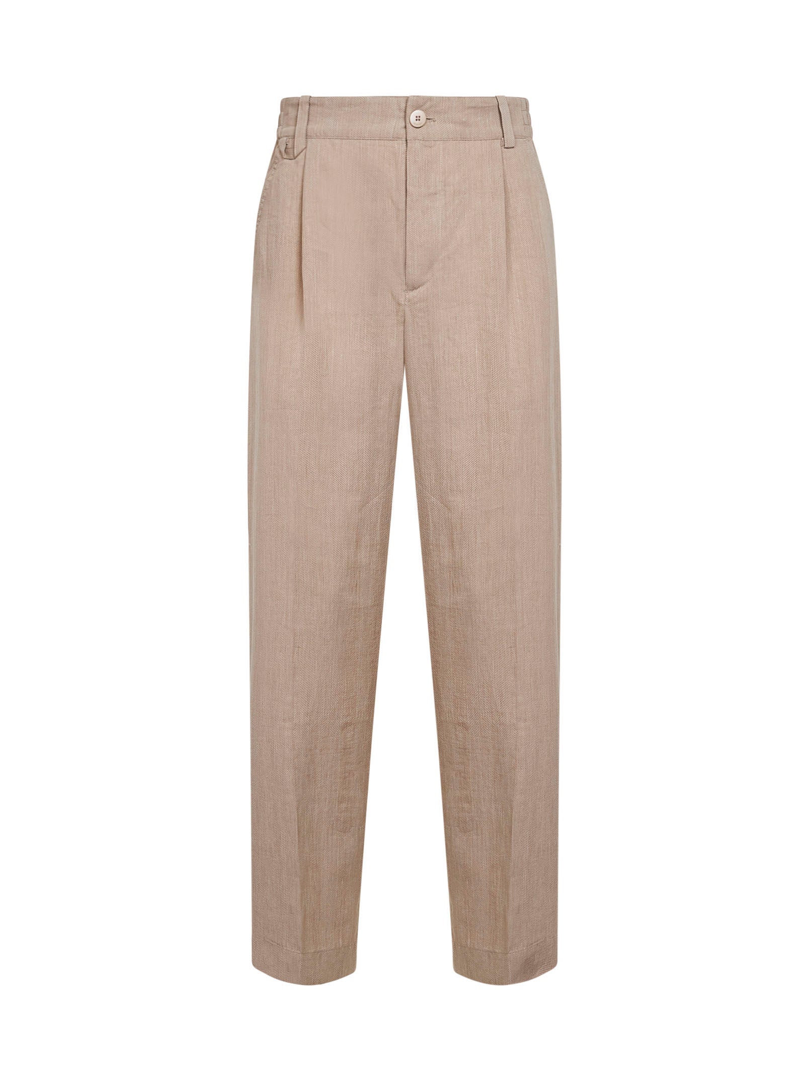 Jacquemus Men Beige Textured Linen Blend The Croisière Trousers JACQUEMUS
