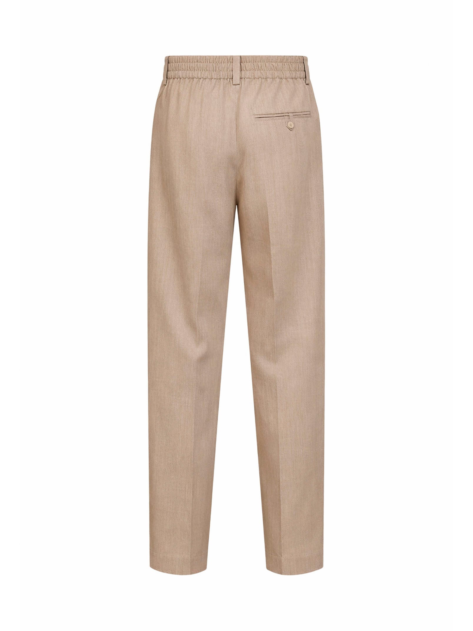 Jacquemus Men Beige Textured Linen Blend The Croisière Trousers JACQUEMUS