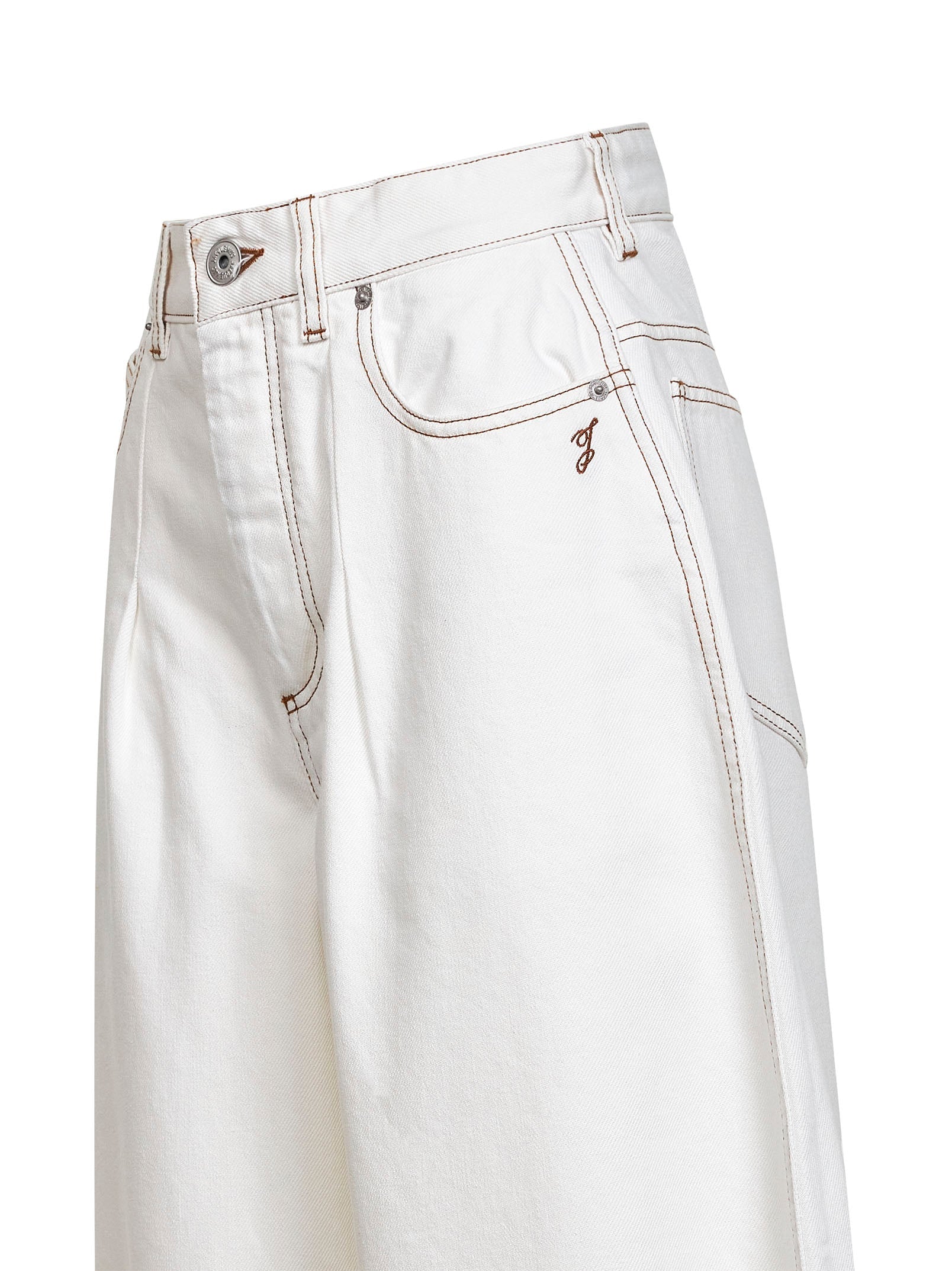 Jacquemus Women Ecru The Ovalo De-Nîmes Denim Curved Jeans JACQUEMUS