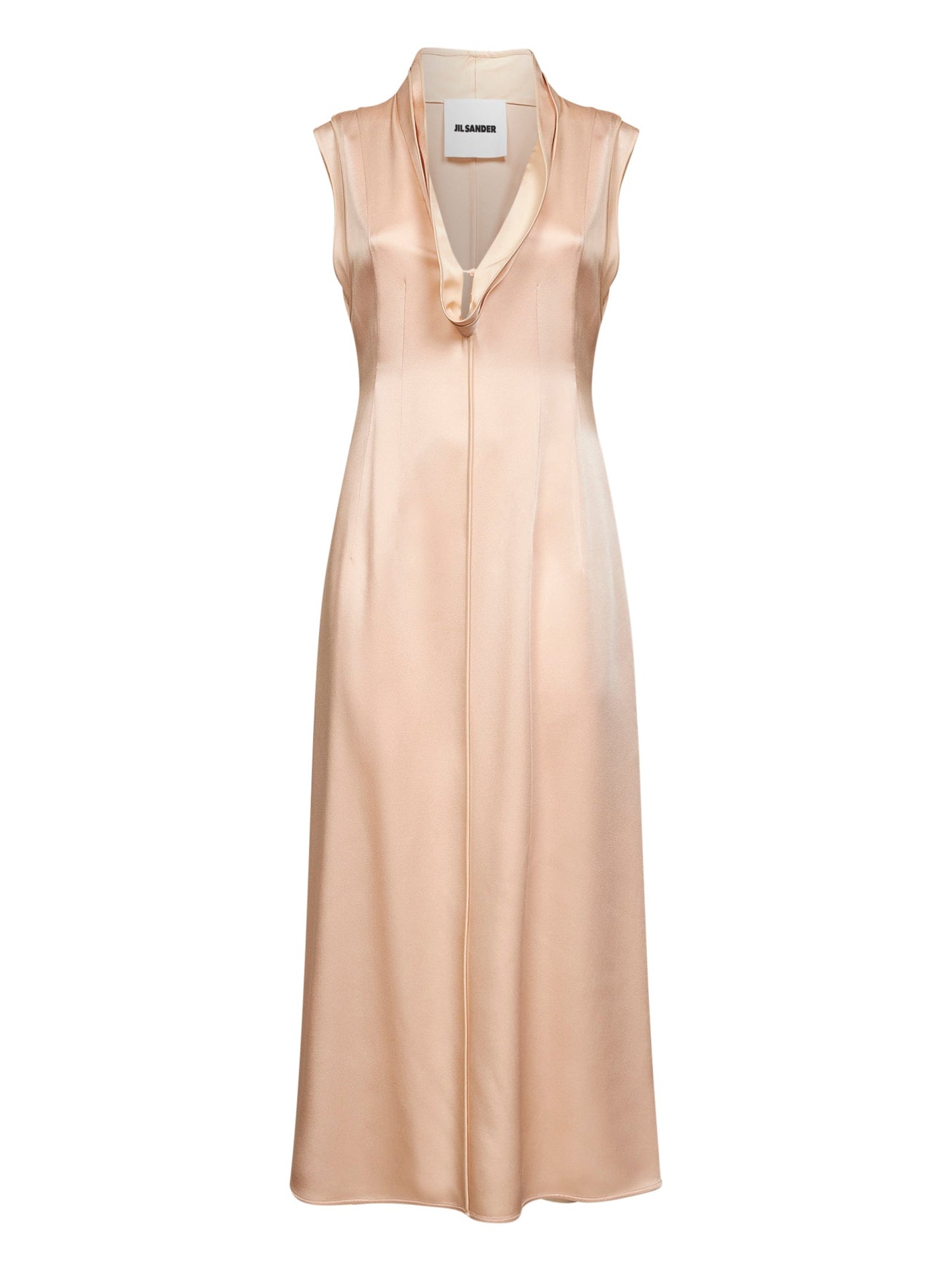 Jil Sander Women Pink Satin Fluid Midi Sleeveless Dress JIL SANDER