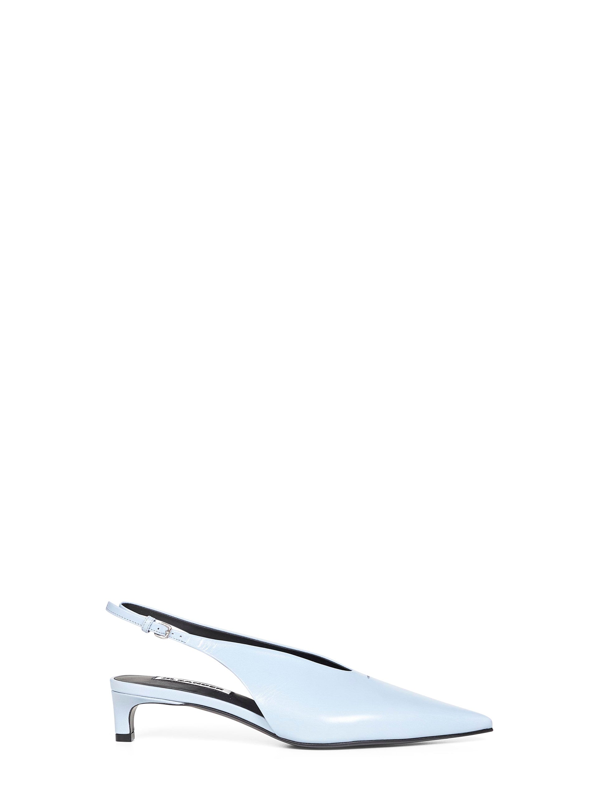 Jil Sander Women Powder Blue Leather Pointed Slingback Pumps JIL SANDER