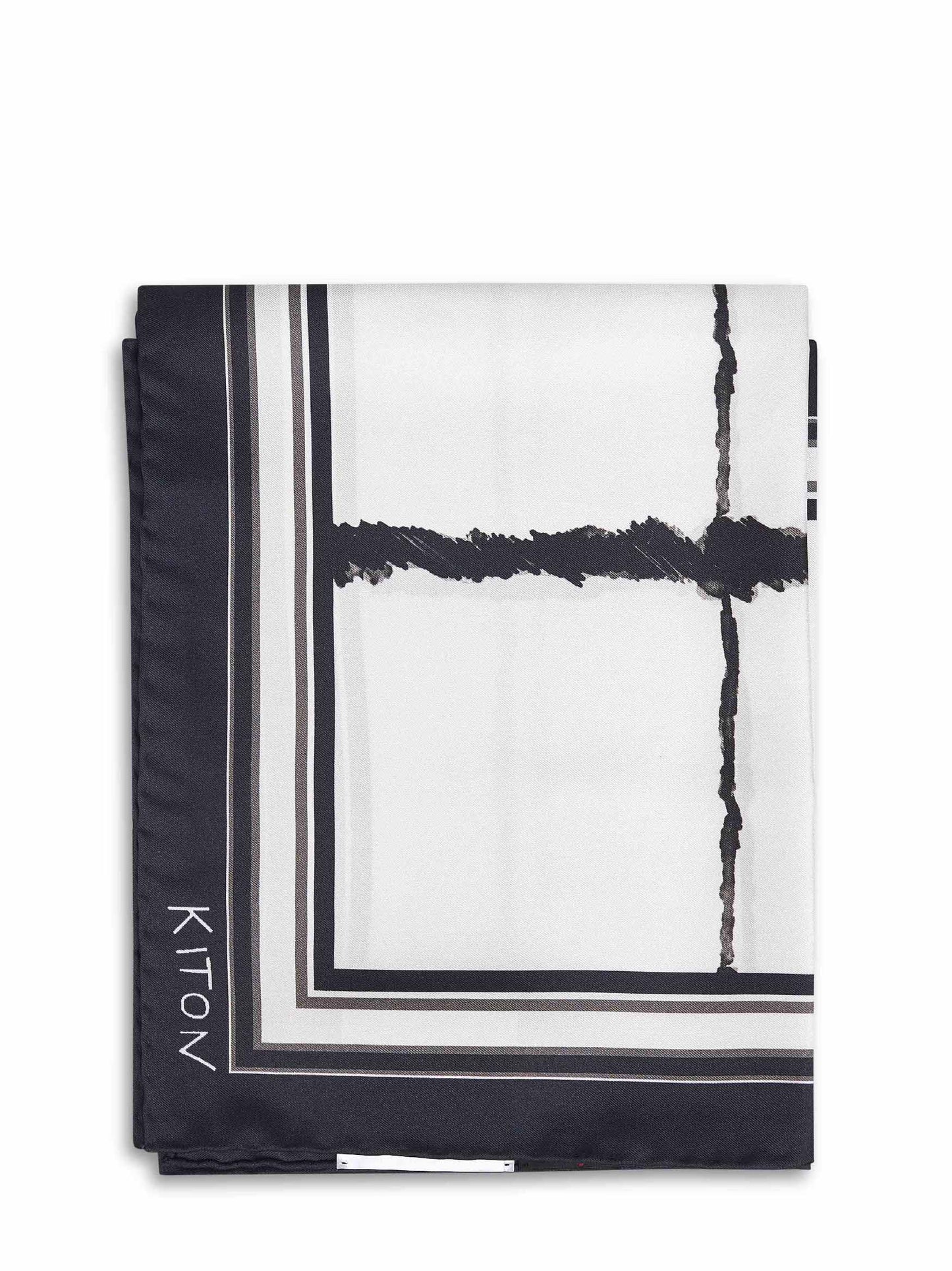 Kiton Women Black Printed Silk Twill Scarf KITON