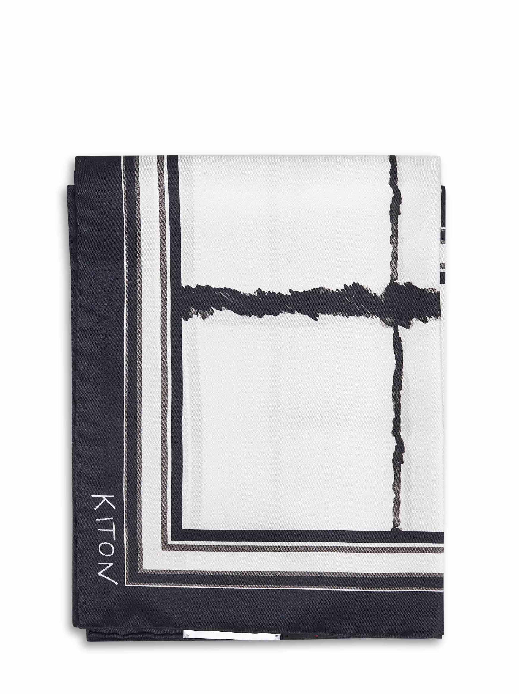 Kiton Women Black Printed Silk Twill Scarf KITON