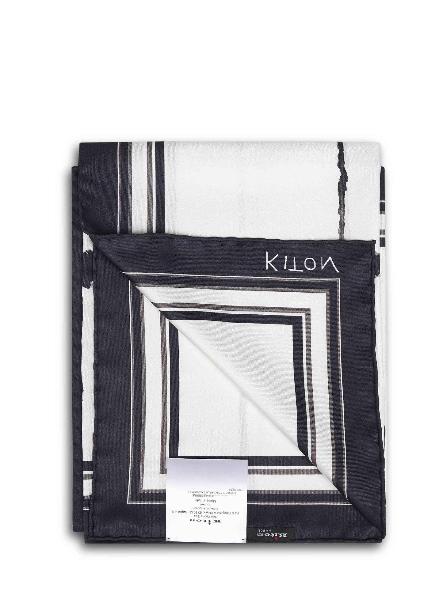 Kiton Women Black Printed Silk Twill Scarf KITON