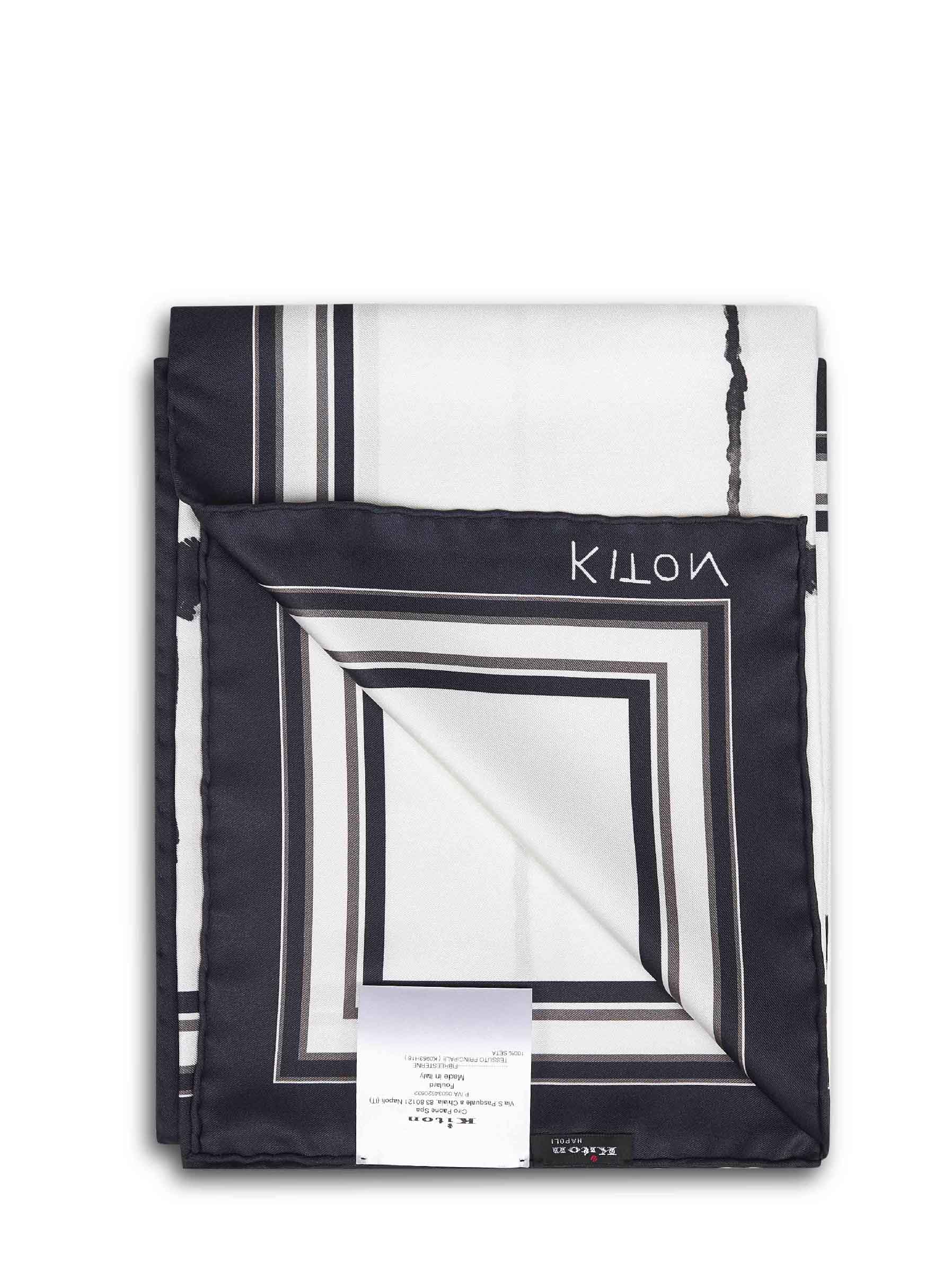 Kiton Women Black Printed Silk Twill Scarf KITON