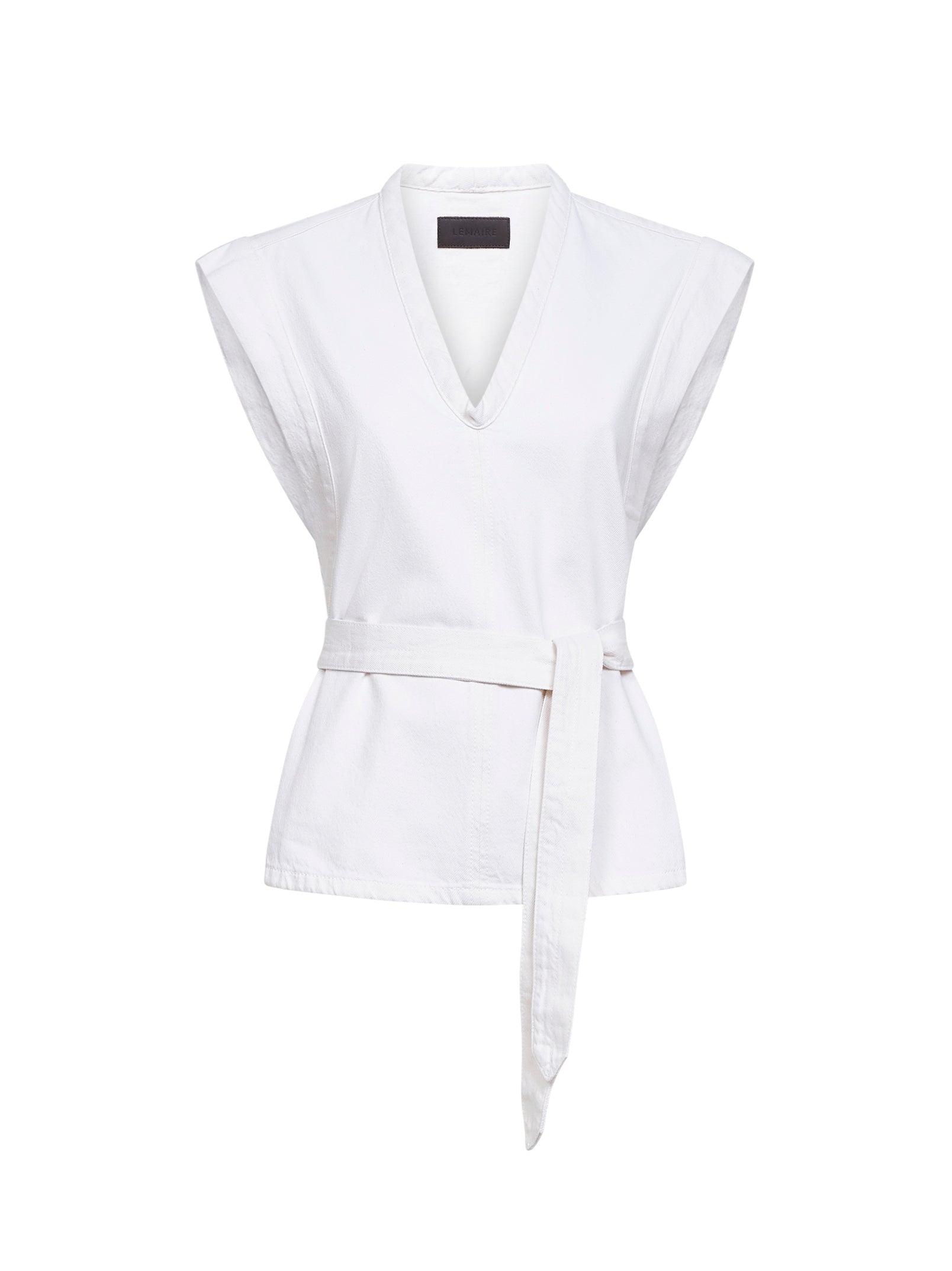 Lemaire Women Milk Bleached Denim Belted Chasuble LEMAIRE
