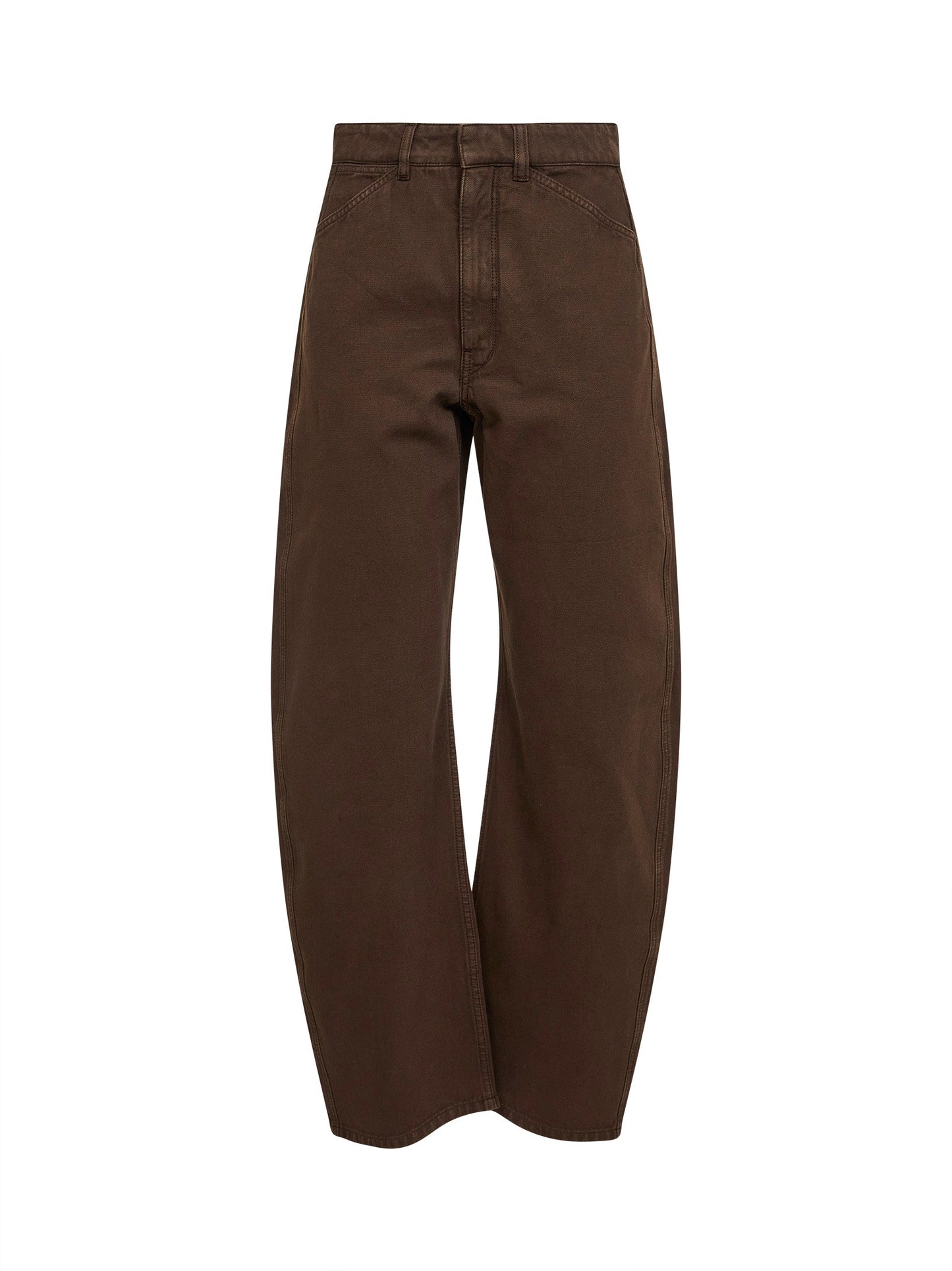 Lemaire Women Cocoa Broken Twill High Waisted Curved Jeans LEMAIRE