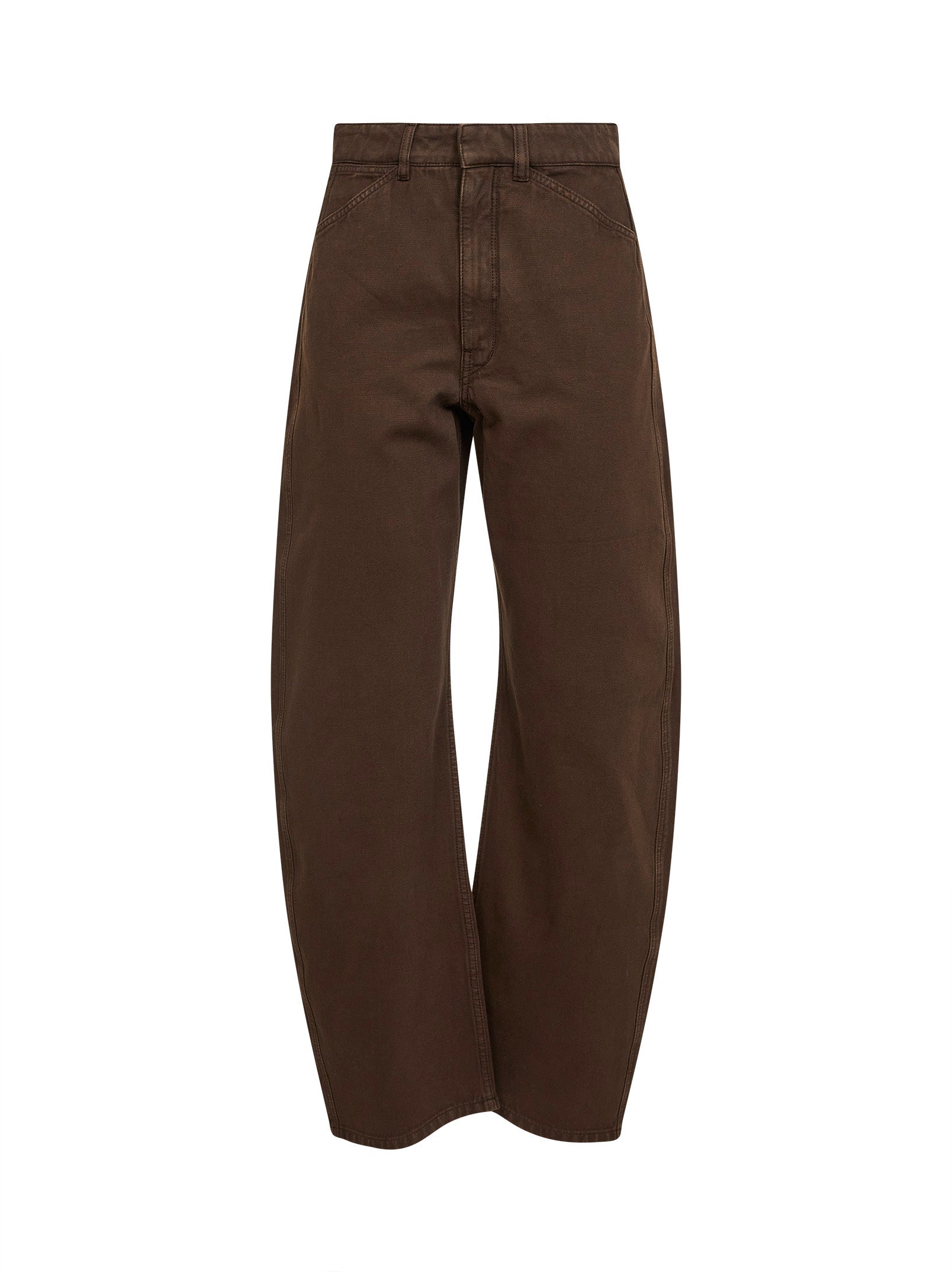 Lemaire Women Cocoa Broken Twill High Waisted Curved Jeans LEMAIRE