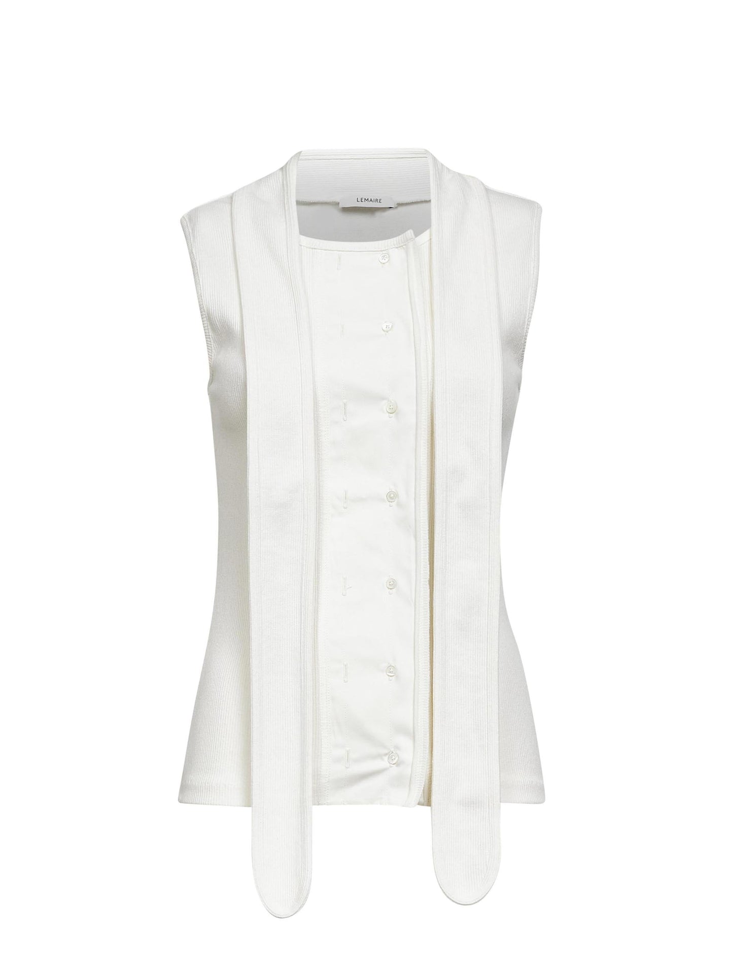 Lemaire Women Milk Ribbed Jersey Asymmetrical Fitted Top LEMAIRE