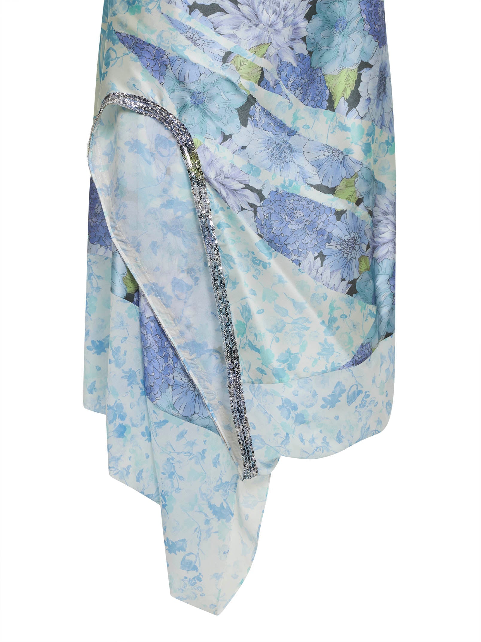 Maison Margiela Women Light Blue Floral Silk Wrap Midi Dress MAISON MARGIELA