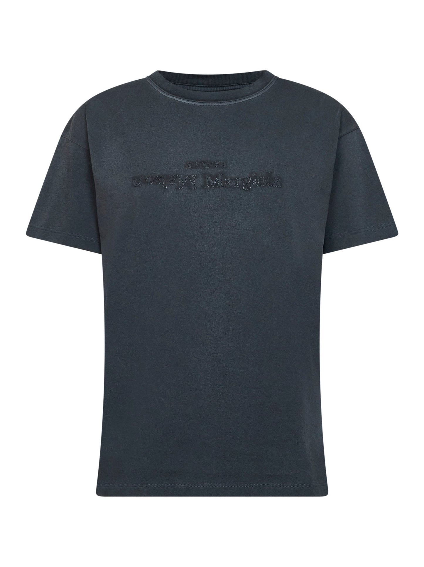 Maison Margiela Women Washed Indigo Cotton Reverse Logo T-Shirt MAISON MARGIELA