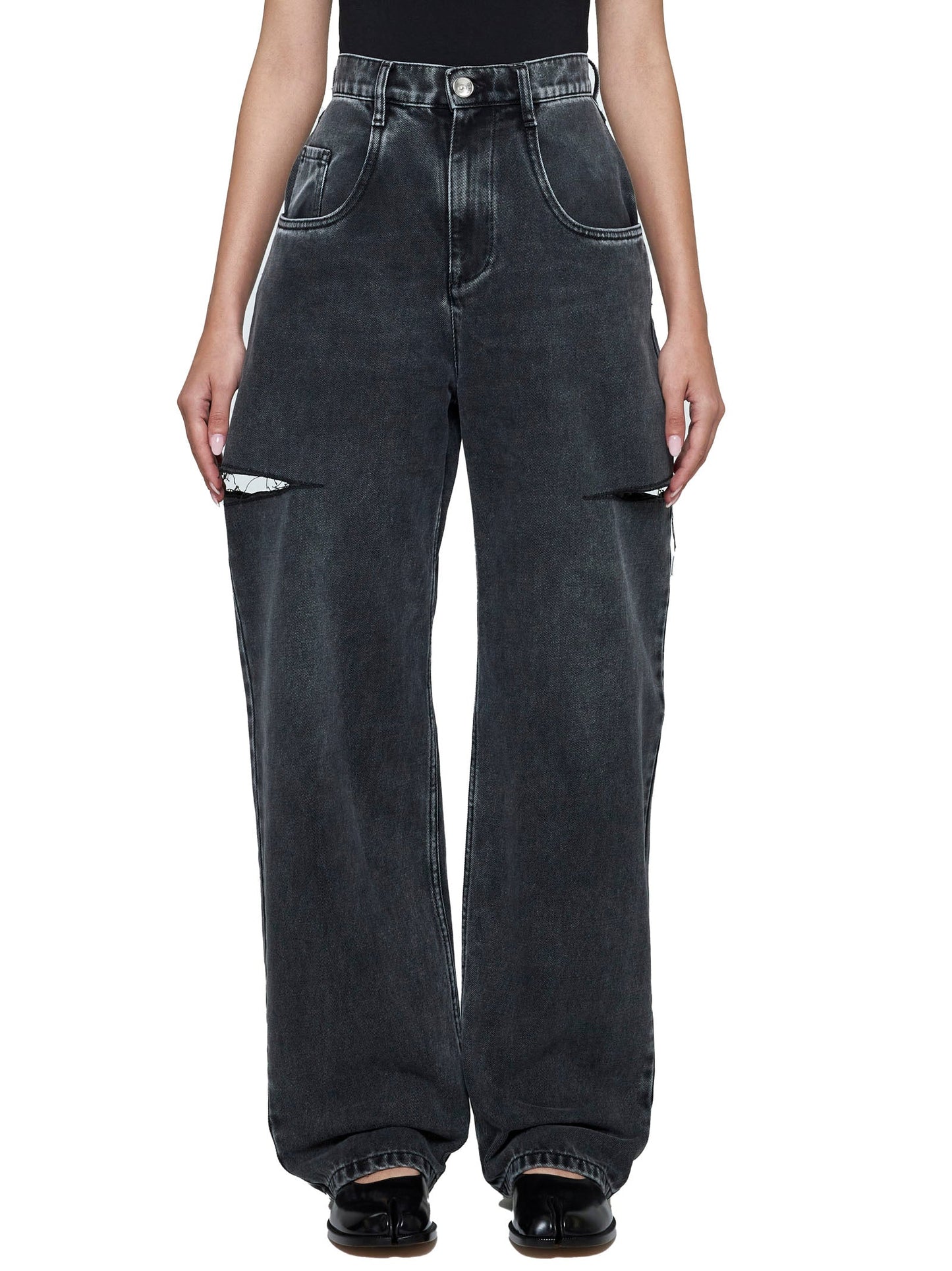 Maison Margiela Women Black 'Cut' Jeans By Maison Margiela MAISON MARGIELA