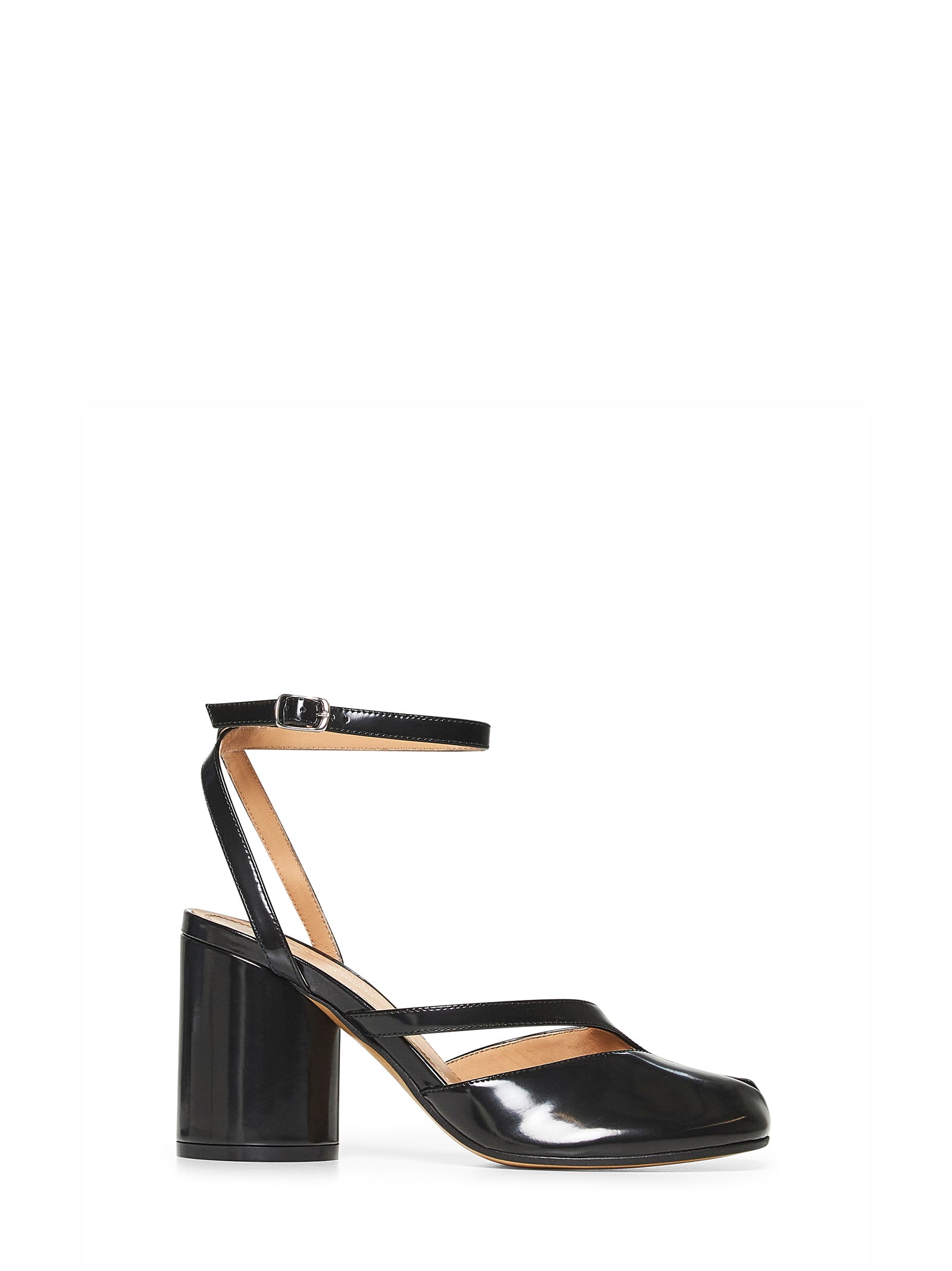 Maison Margiela Women Black Brushed Leather Tabi Sandals MAISON MARGIELA