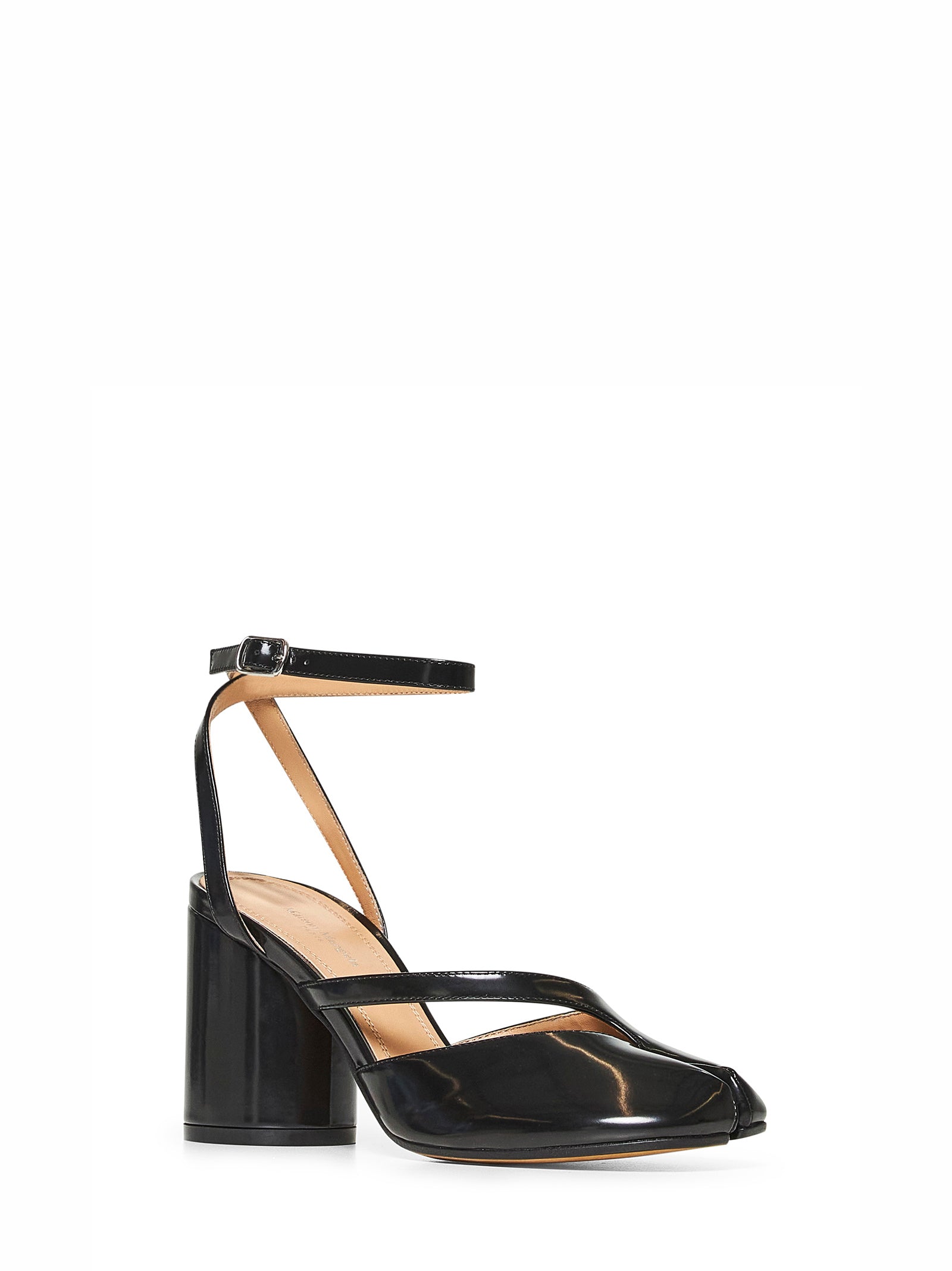 Maison Margiela Women Black Brushed Leather Tabi Sandals MAISON MARGIELA