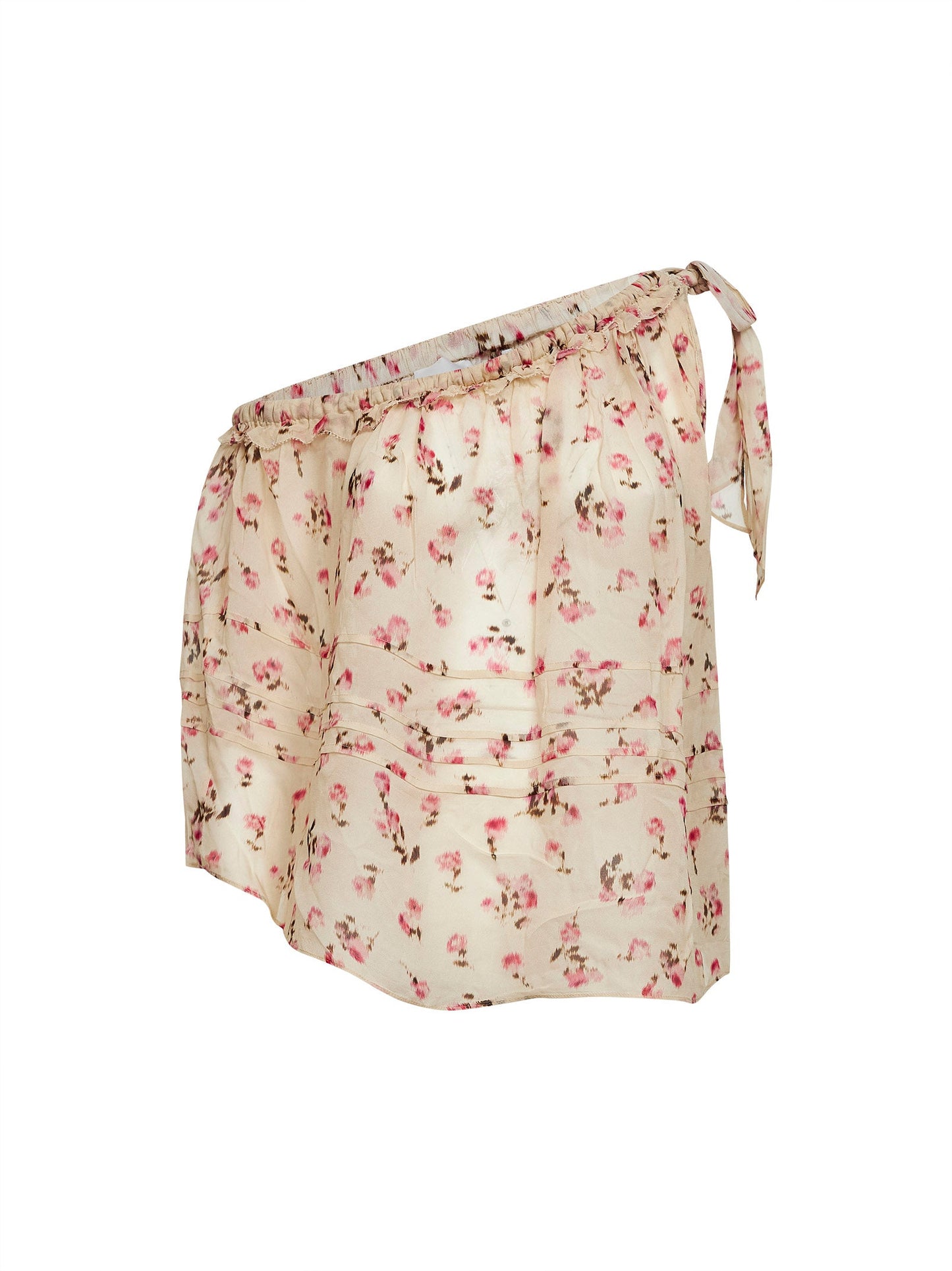 Marant Etoile Women Beige Printed Muslin Loeva One-Shoulder Top ISABEL MARANT ETOILE