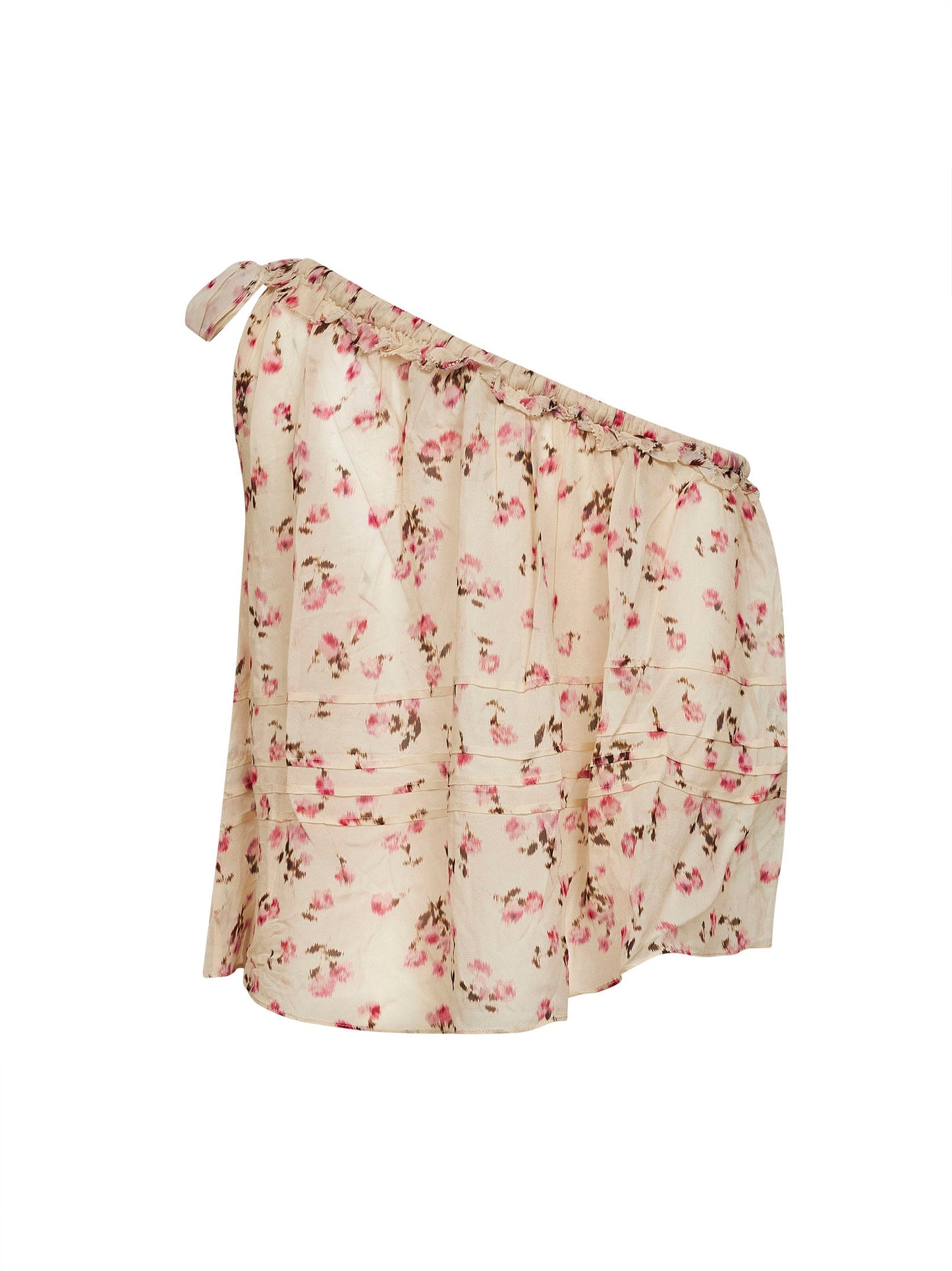 Marant Etoile Women Beige Printed Muslin Loeva One-Shoulder Top ISABEL MARANT ETOILE