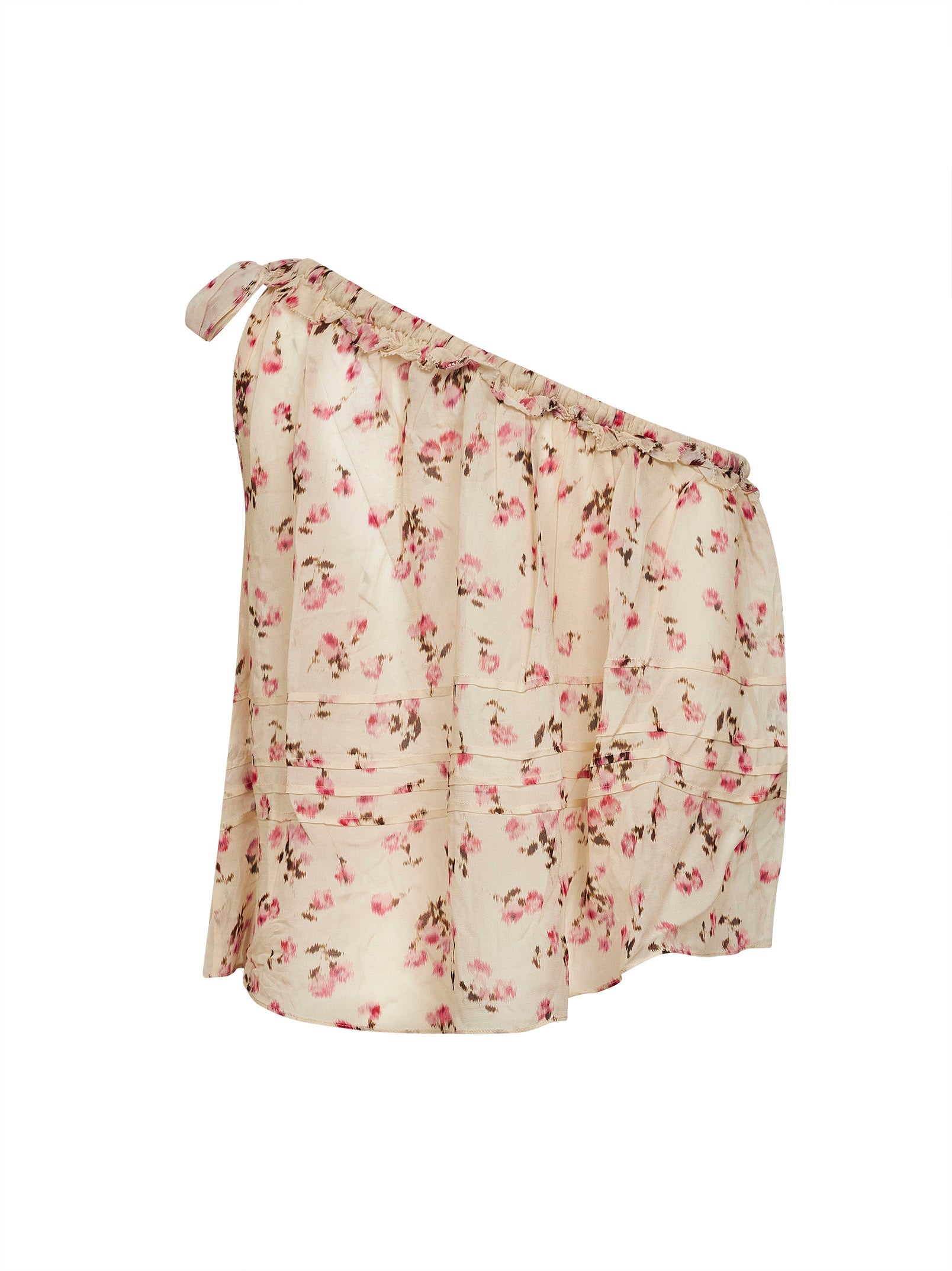Marant Etoile Women Beige Printed Muslin Loeva One-Shoulder Top ISABEL MARANT ETOILE