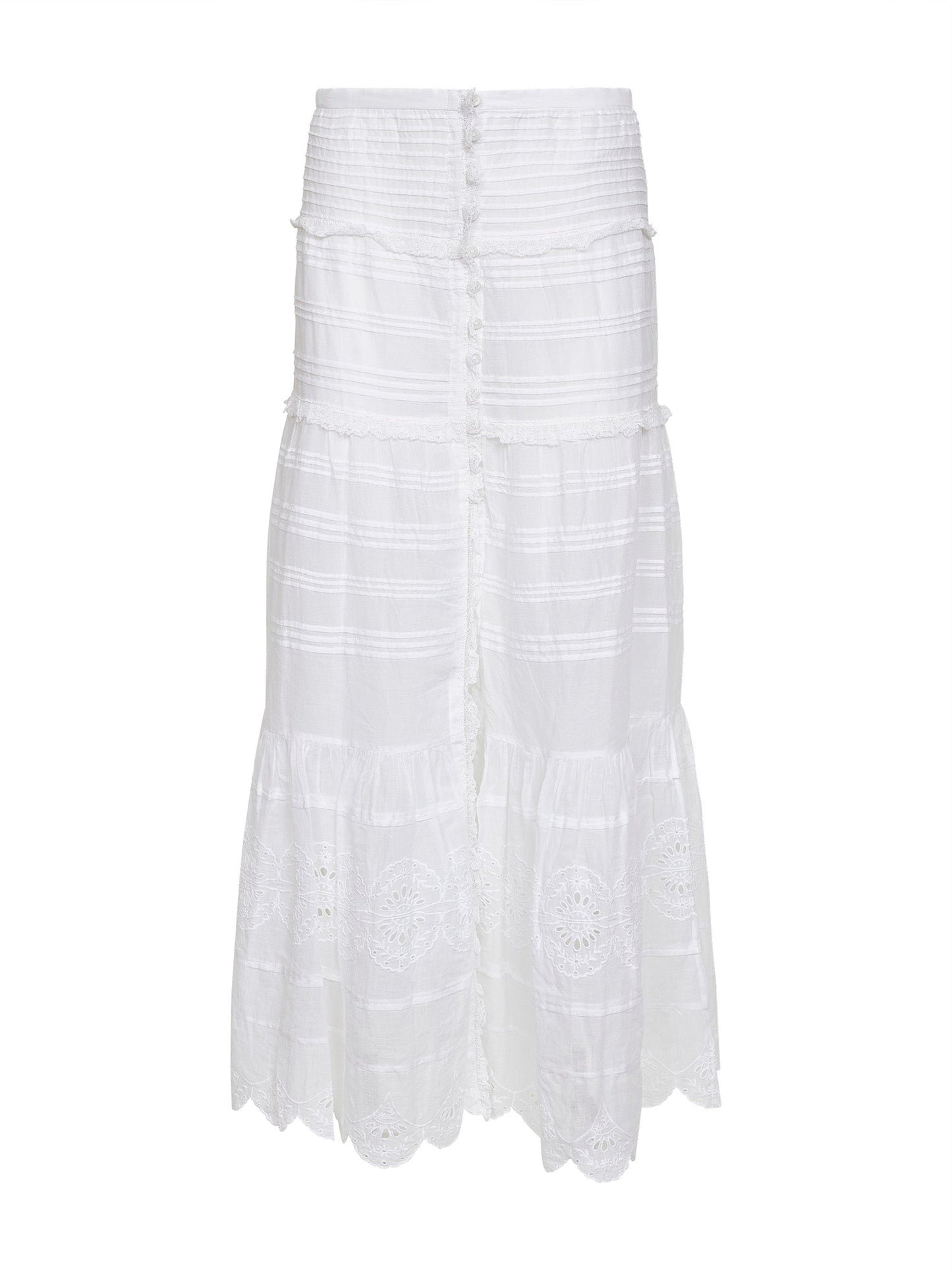 Marant Etoile Women White Cotton And Lace Paoline Long Skirt ISABEL MARANT ETOILE