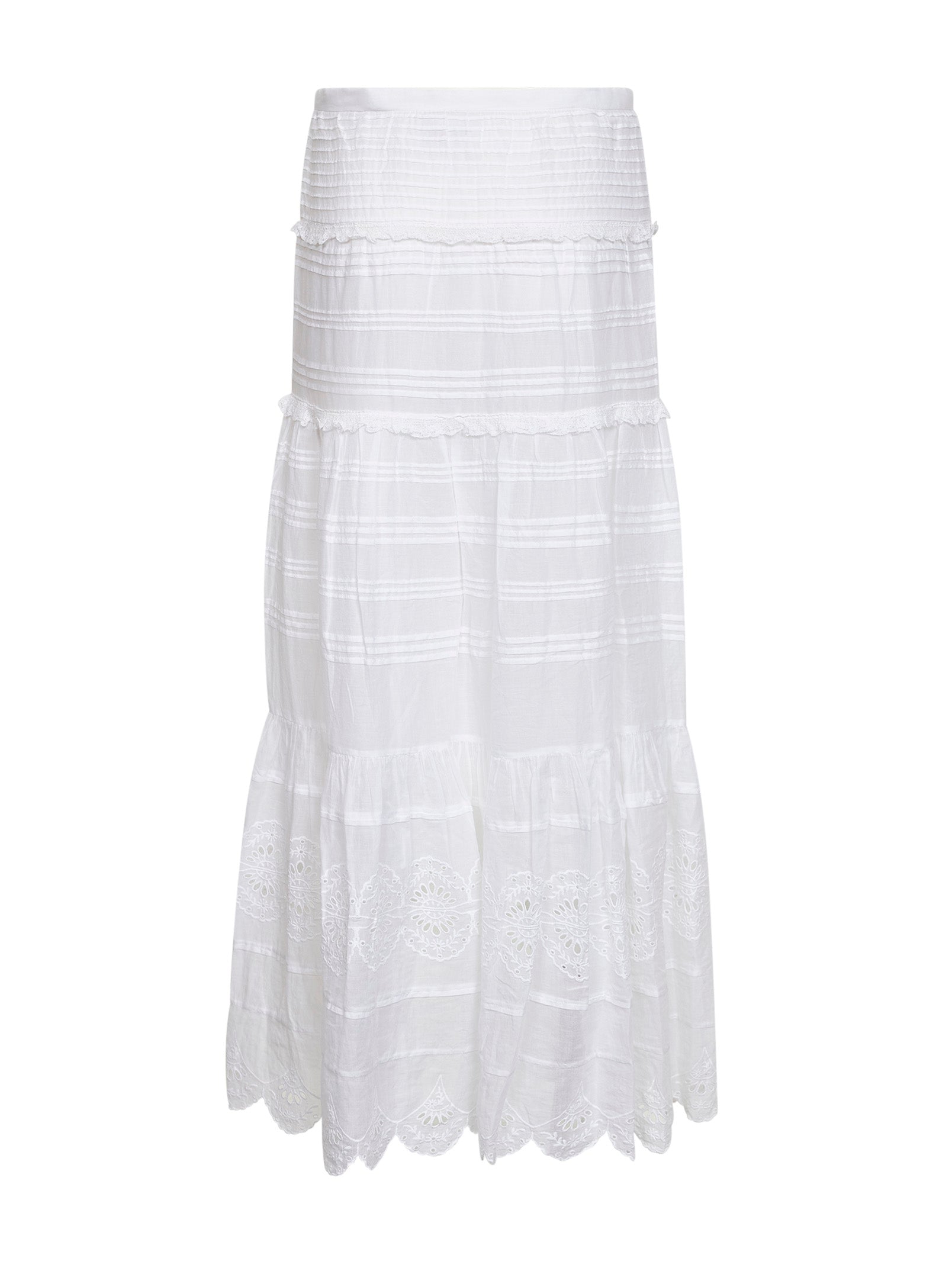 Marant Etoile Women White Cotton And Lace Paoline Long Skirt ISABEL MARANT ETOILE