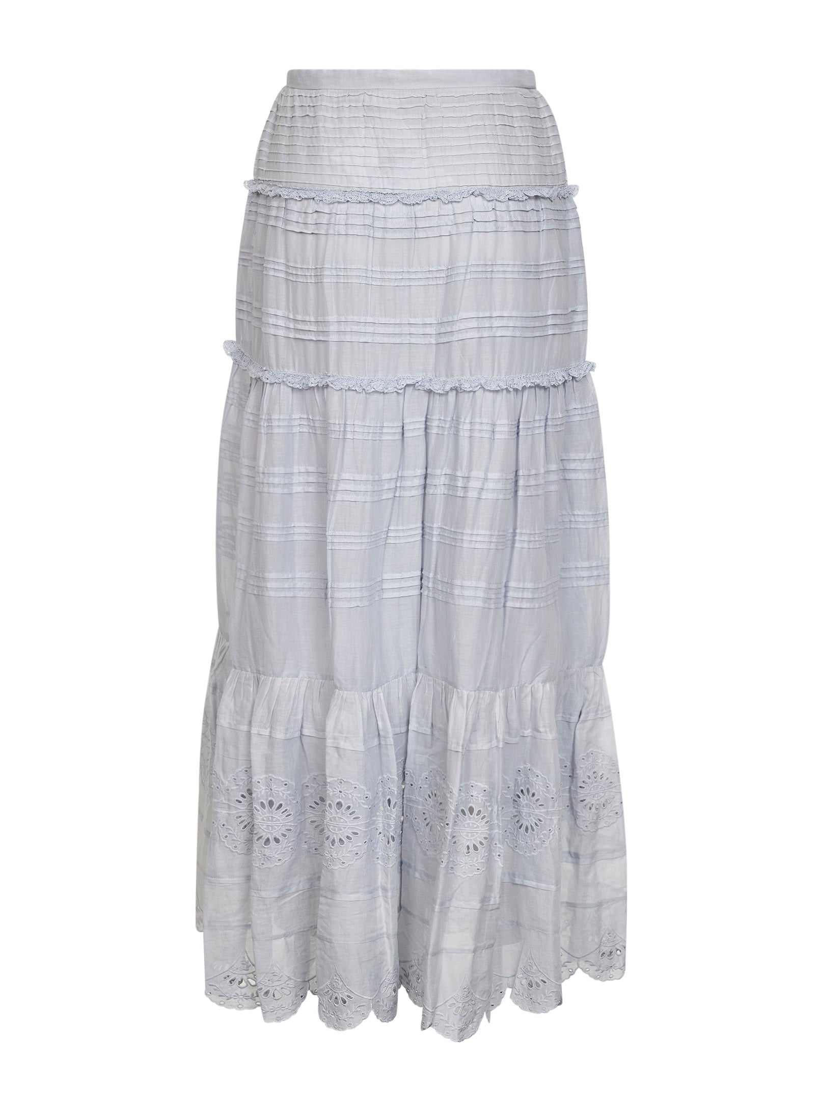 Marant Etoile Women Light Blue Cotton And Lace Paoline Long Skirt ISABEL MARANT ETOILE