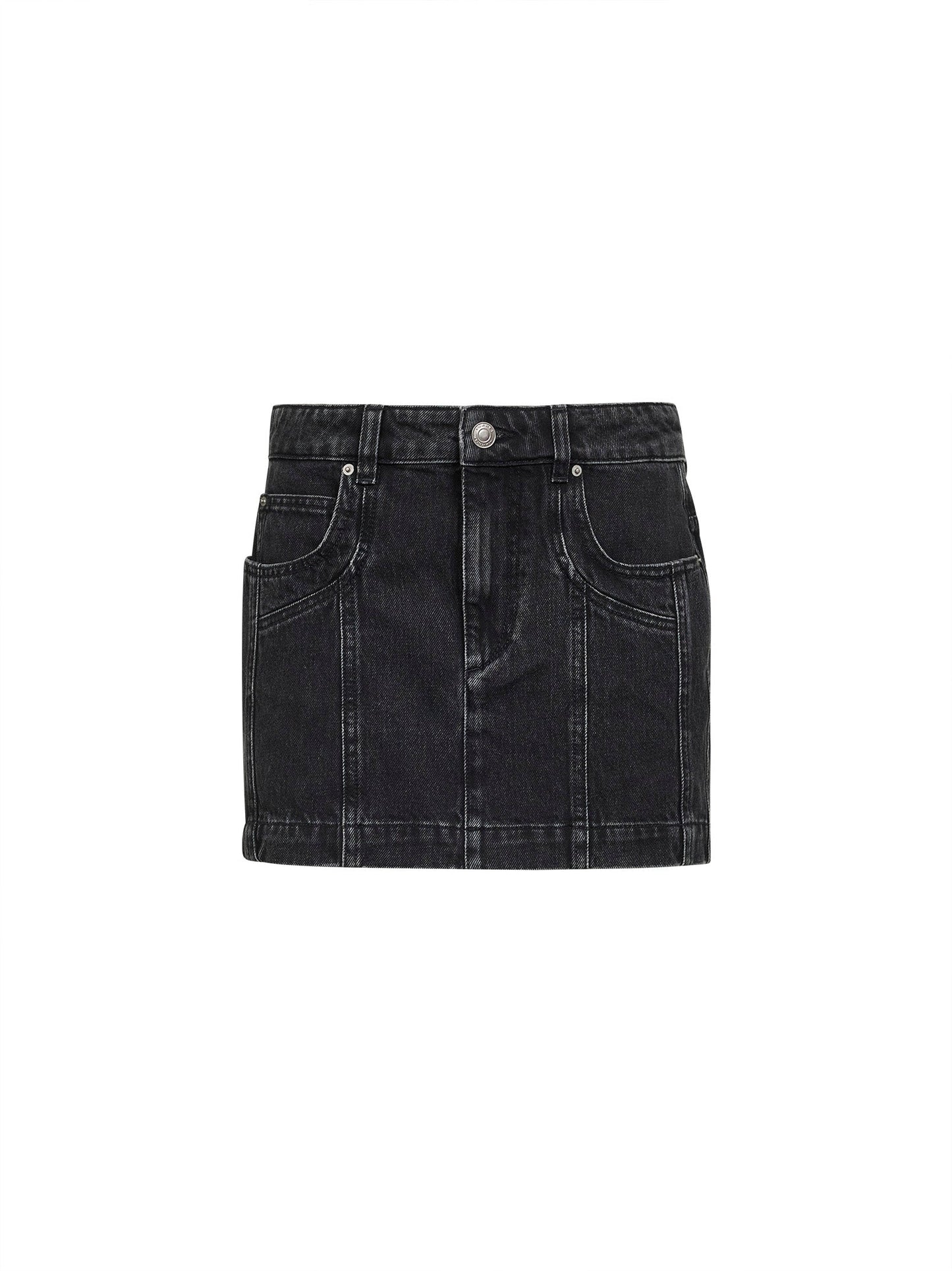 Marant Etoile Women Black Faded Denim Juana Mini Skirt ISABEL MARANT ETOILE