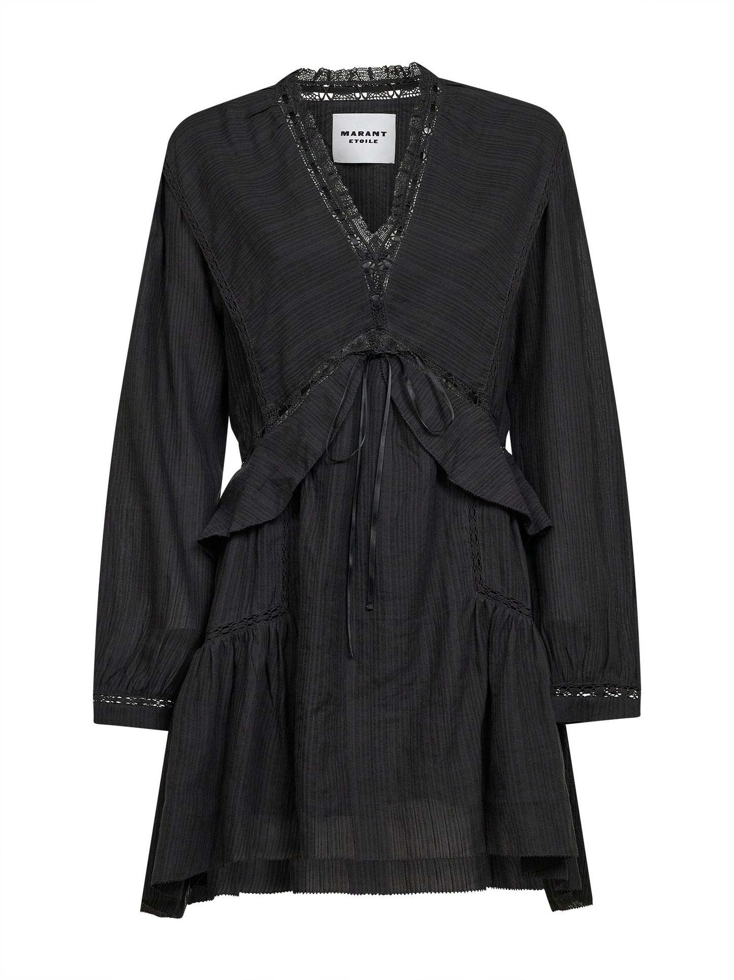 Marant Etoile Women Black Gauze And Lace Damya Mini Dress ISABEL MARANT ETOILE