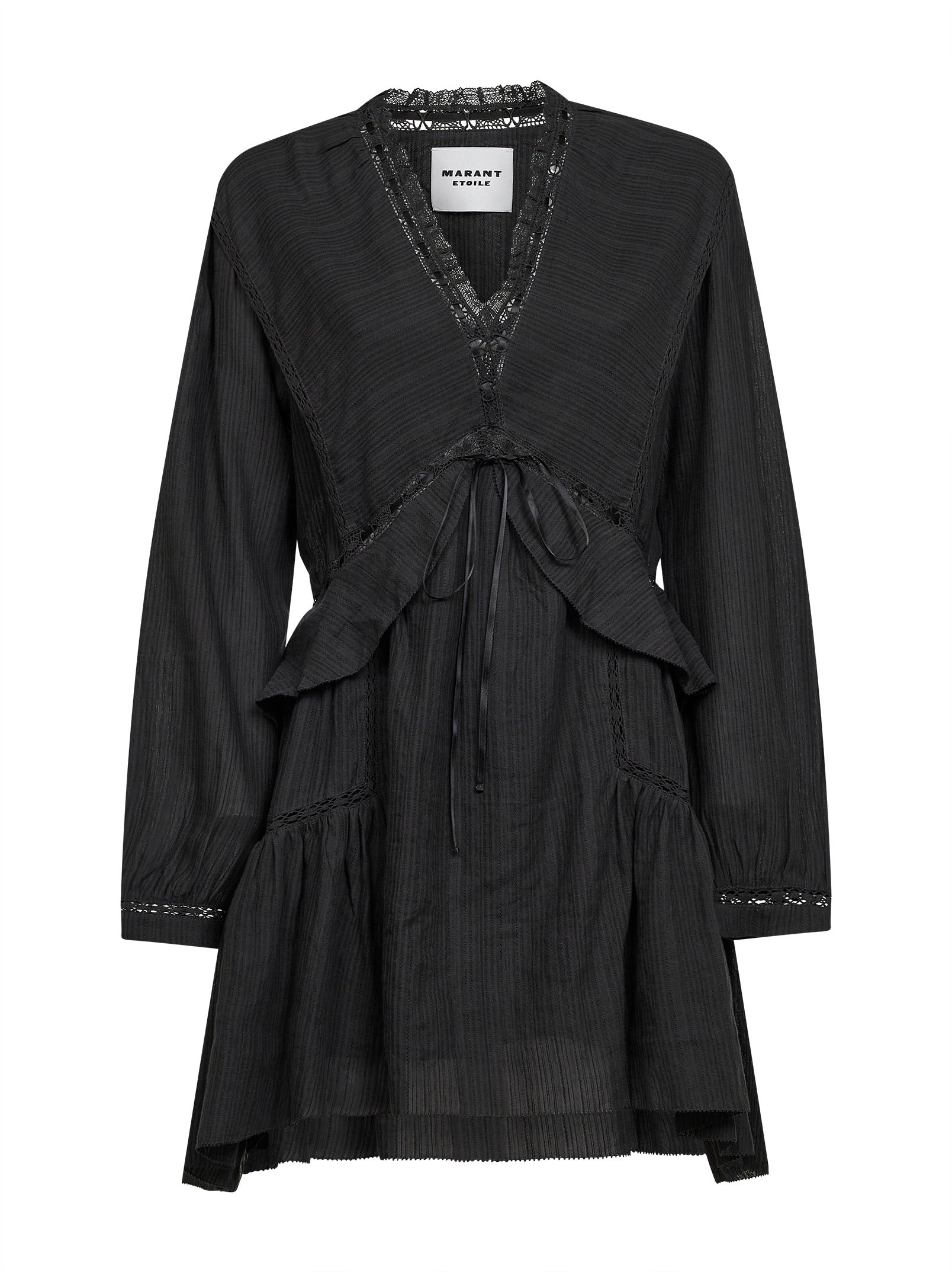 Marant Etoile Women Black Gauze And Lace Damya Mini Dress ISABEL MARANT ETOILE