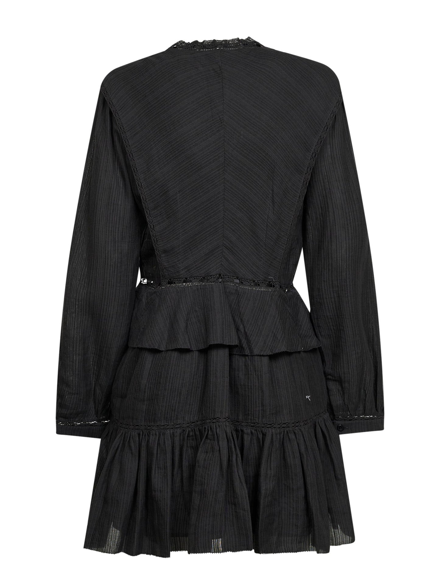 Marant Etoile Women Black Gauze And Lace Damya Mini Dress ISABEL MARANT ETOILE