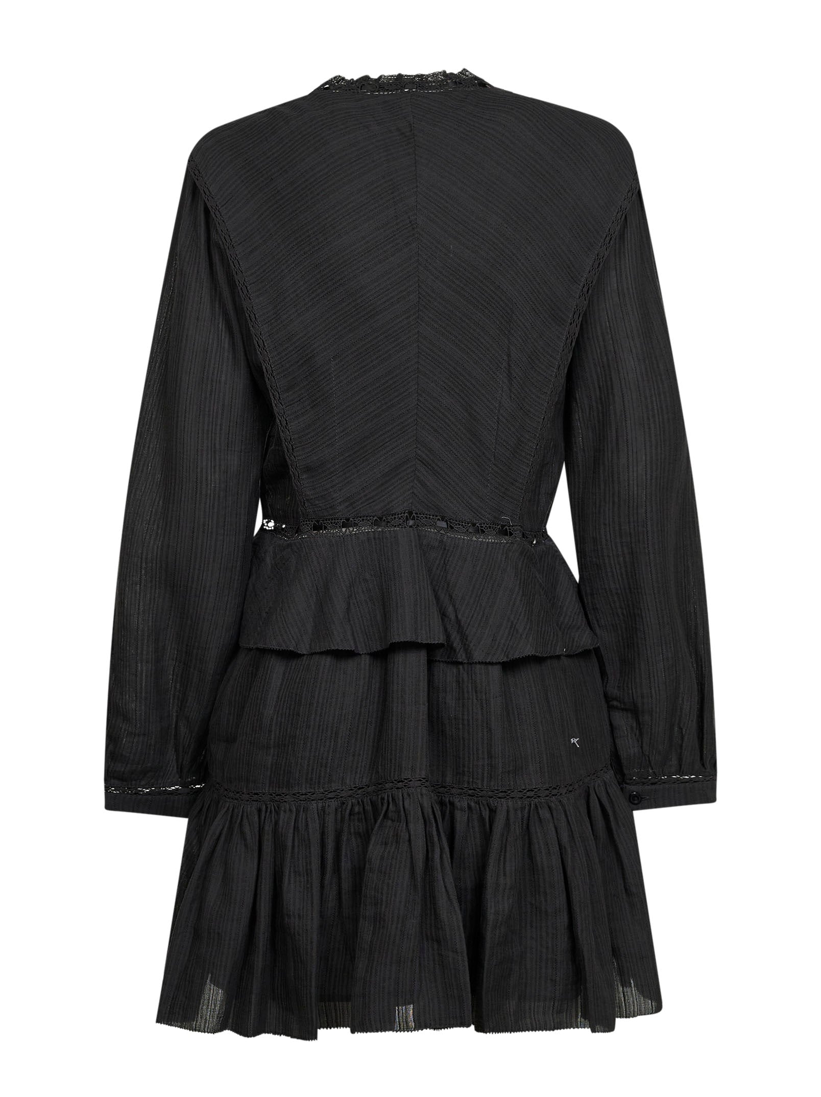 Marant Etoile Women Black Gauze And Lace Damya Mini Dress ISABEL MARANT ETOILE