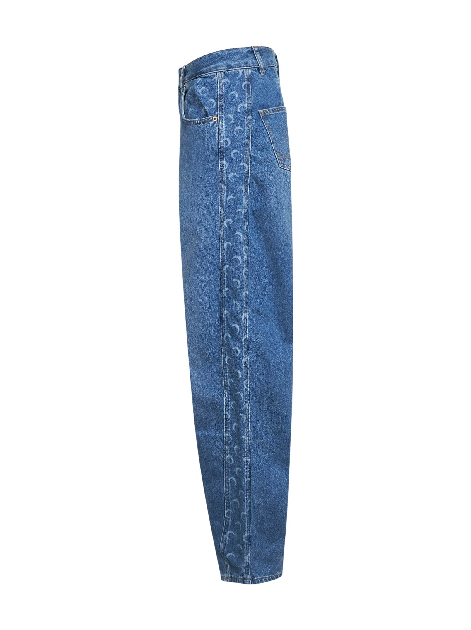 Marine Serre Women Light Blue Denim Moon Laser Baggy Jeans MARINE SERRE
