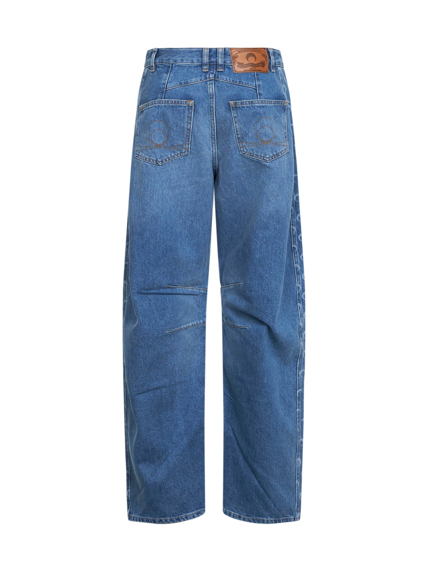 Marine Serre Women Light Blue Denim Moon Laser Baggy Jeans MARINE SERRE
